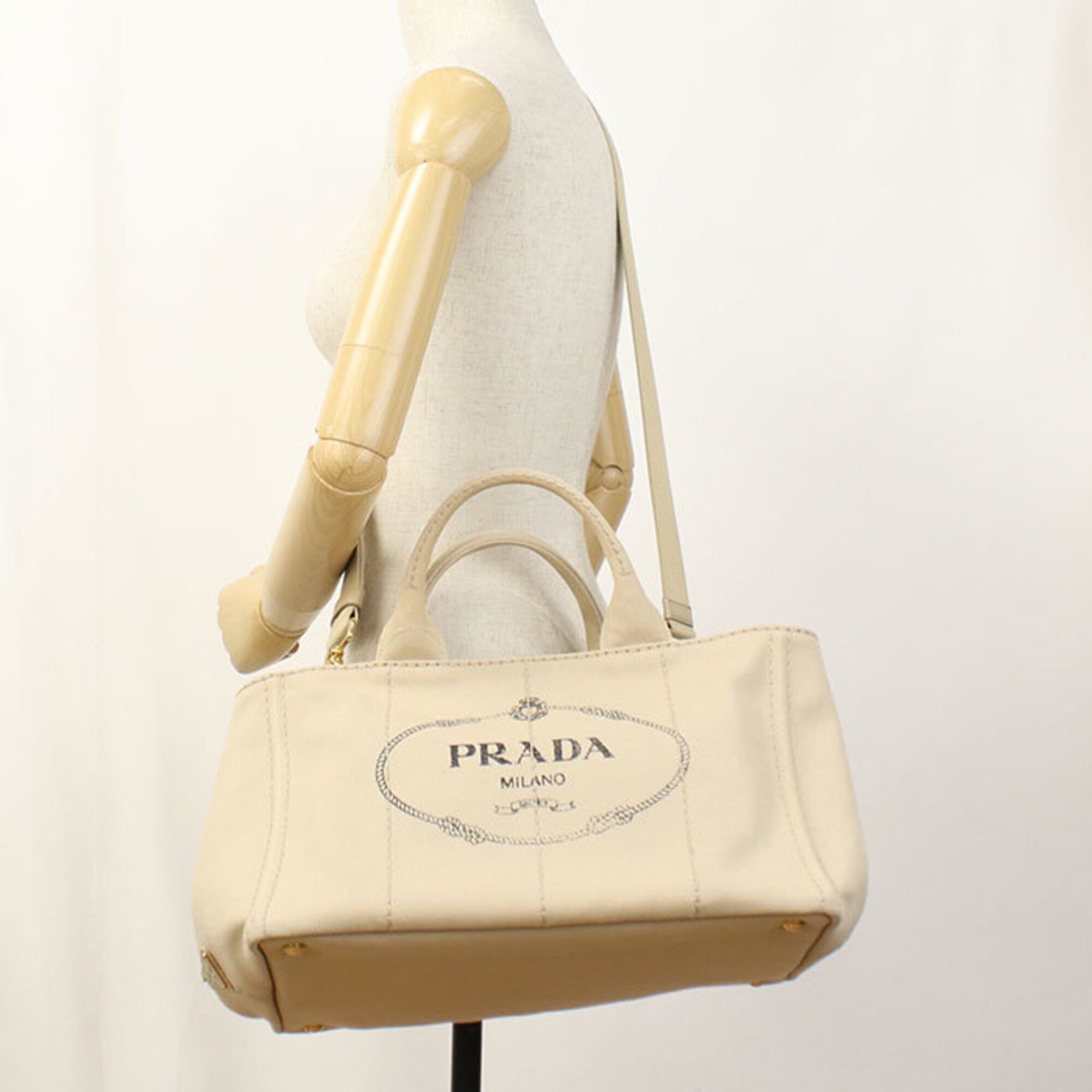 Prada Beige Canvas Tote Bag (Pre-Owned)