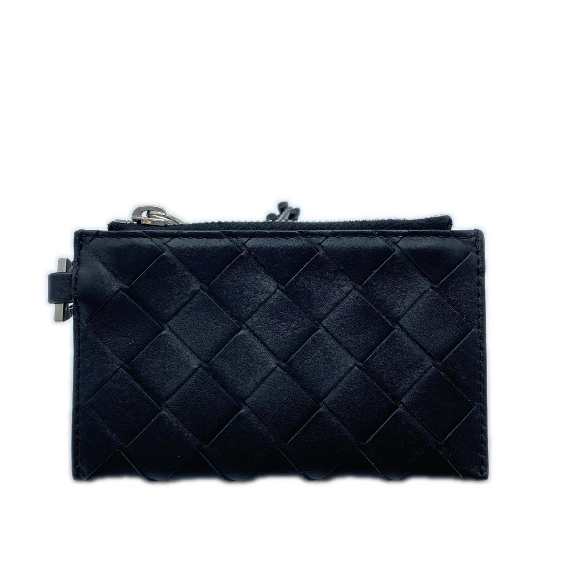 Bottega Veneta Black Leather Coin Purse/Coin Case (Pre-Owned)