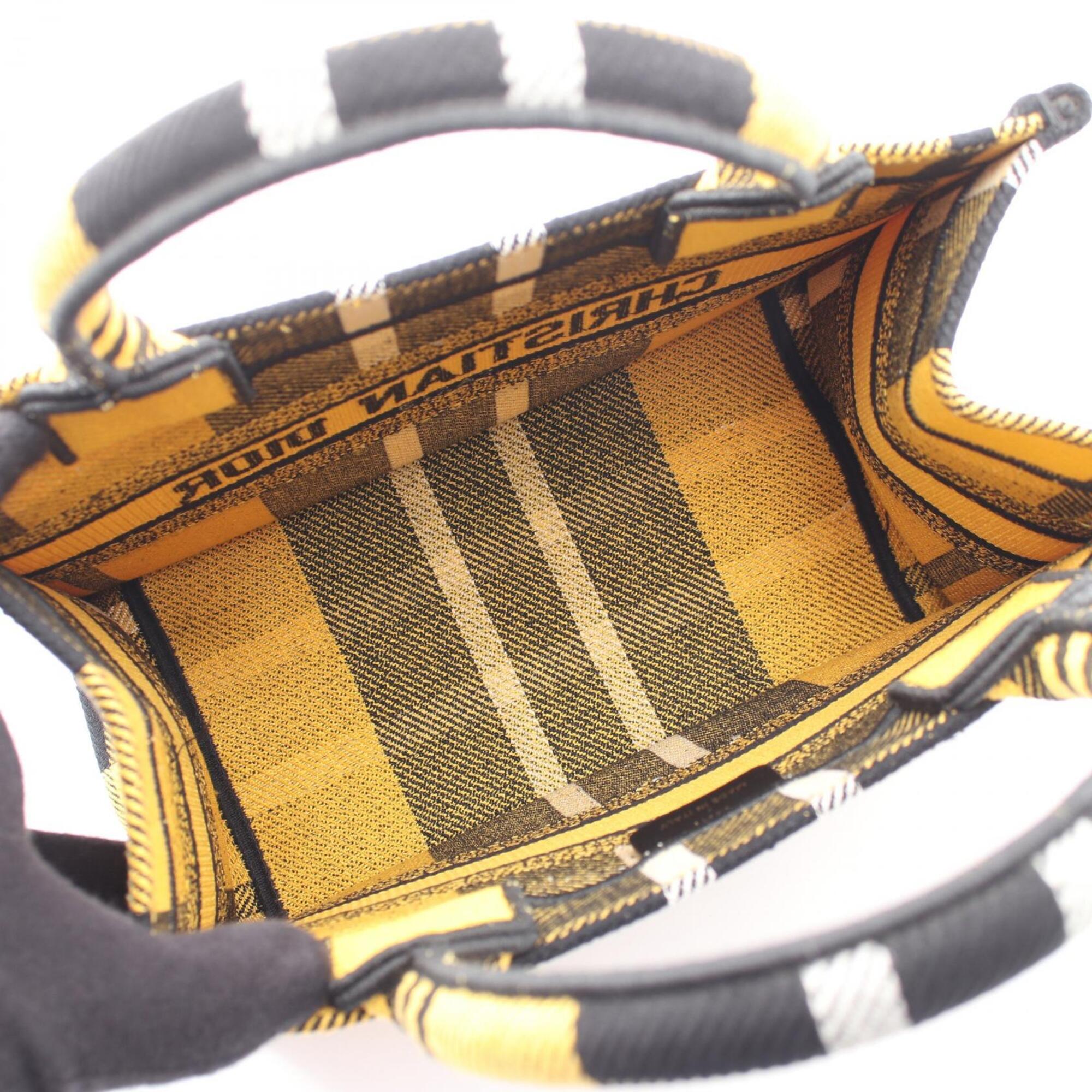 Christian Dior Black Yellow Canvas Handbag Tote Bag (Pre-Owned)