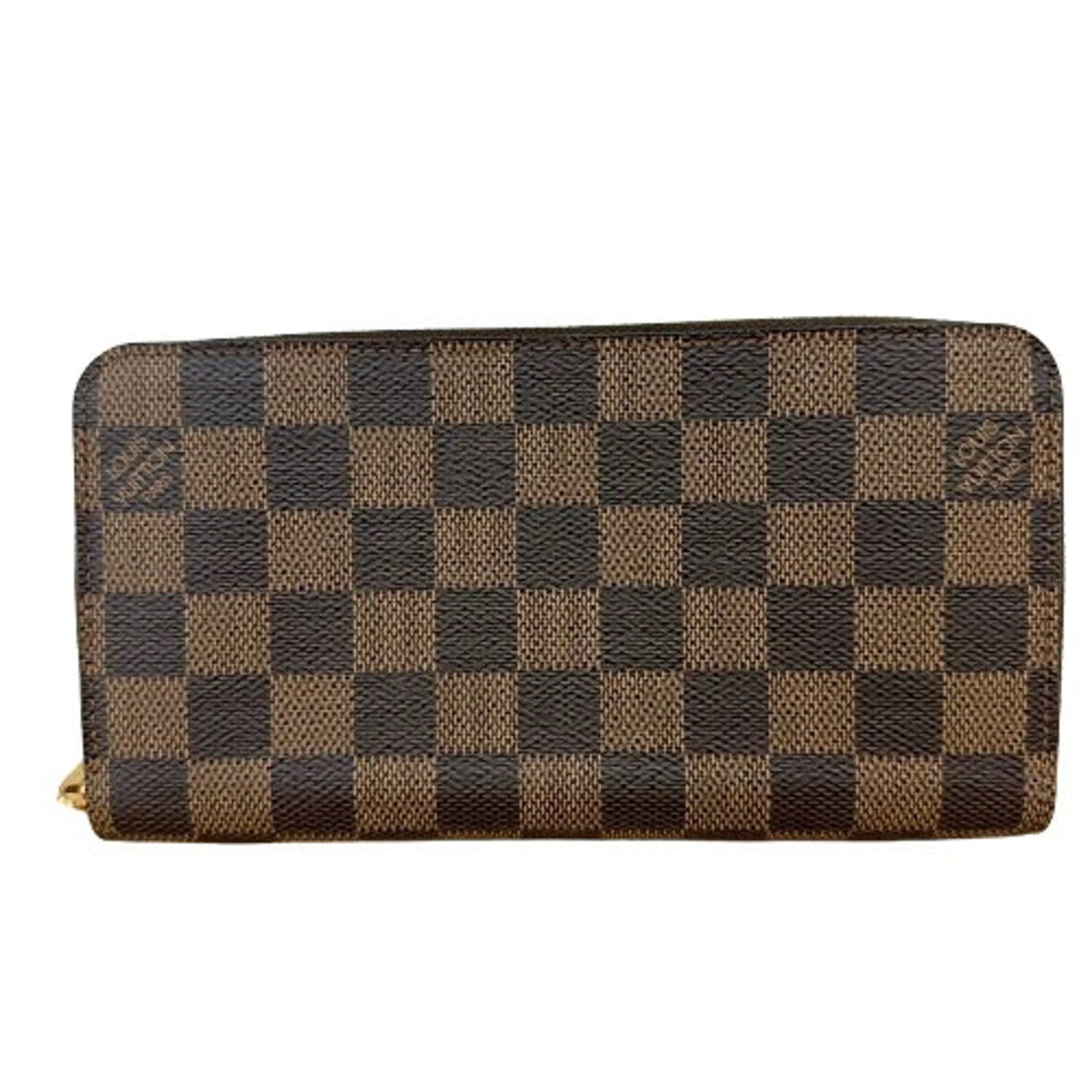 Louis Vuitton Damier Brown Leather Long Wallet (Bi-Fold) (Pre-Owned)