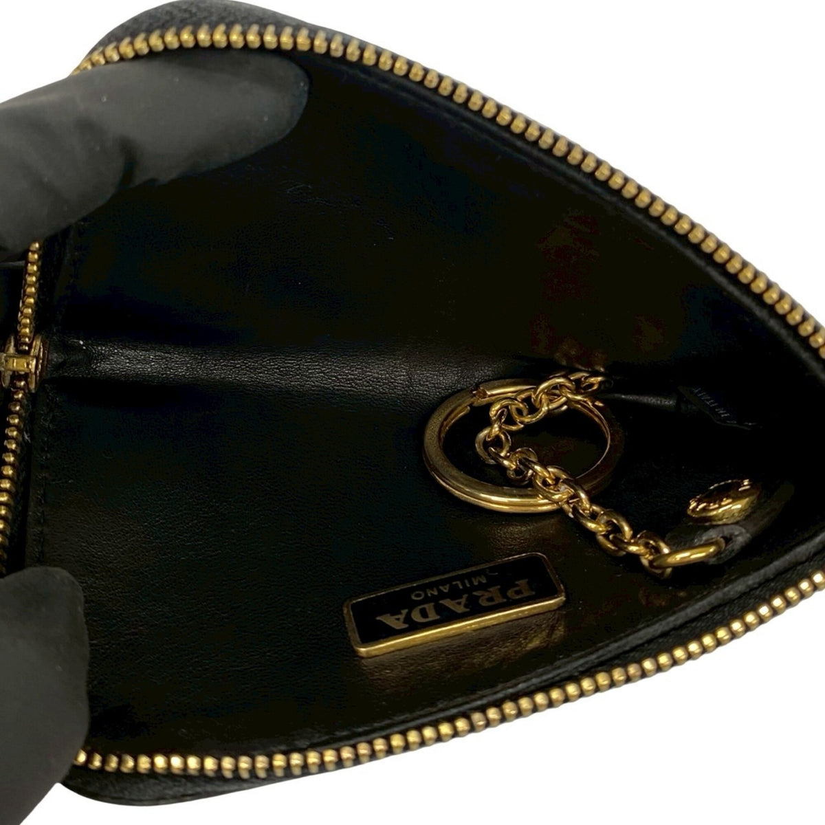 Prada Black Leather Coin Purse/Coin Case (Pre-Owned)