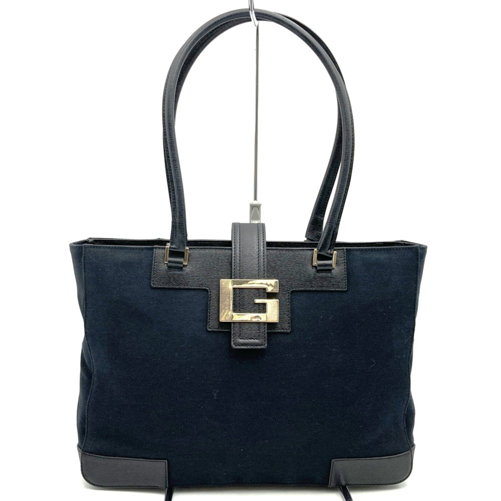 Gucci Black Canvas Leather Tote Bag (Pre-Owned)