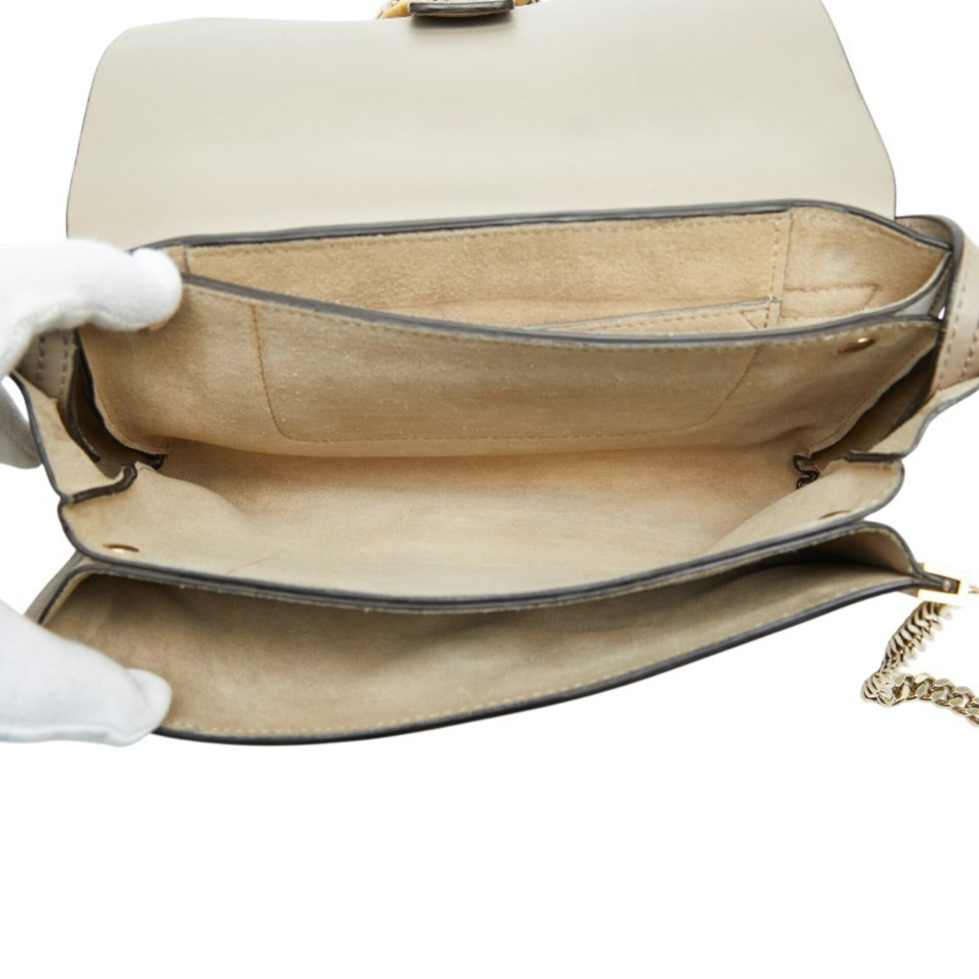 Chloé Gray Beige Leather Suede Shoulder Bag (Pre-Owned)