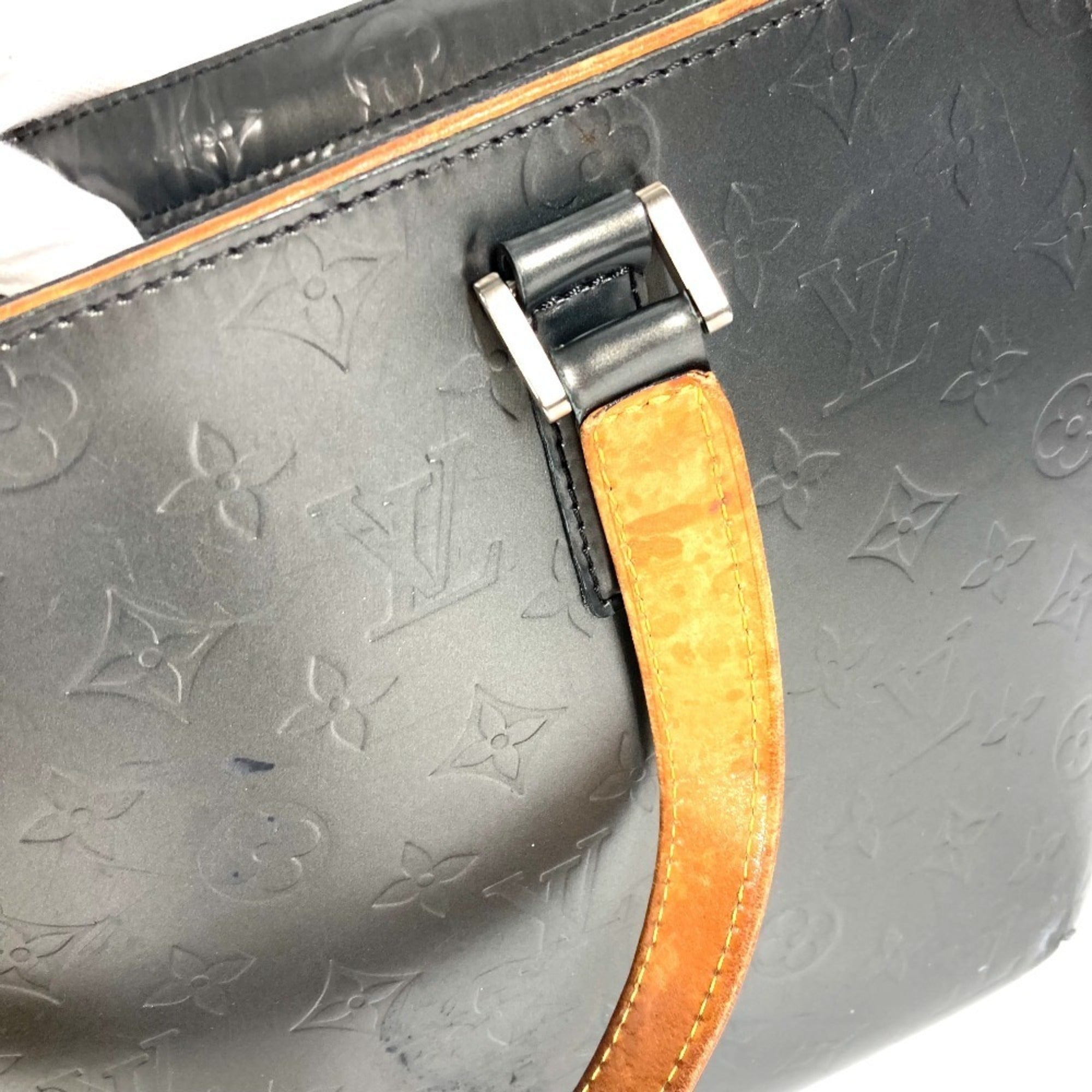 Louis Vuitton Navy Monogram Mat Leather Briefcase Tote Bag (Pre-Owned)