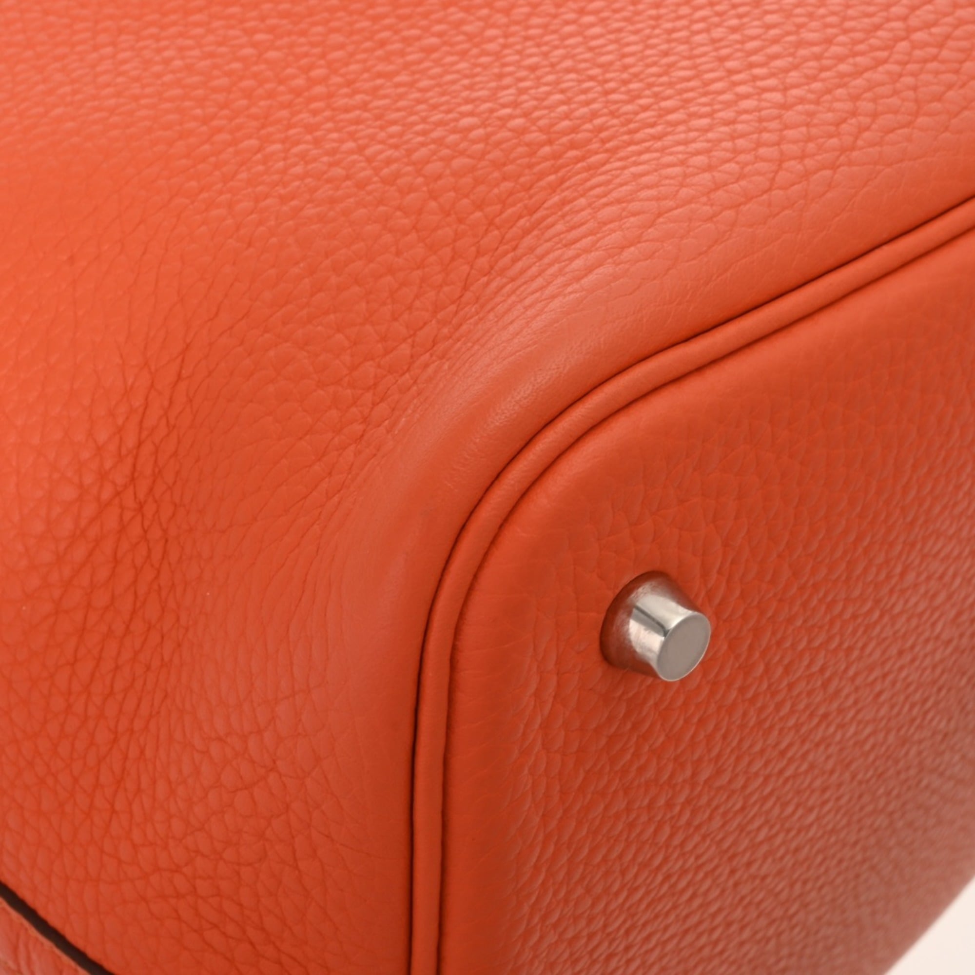 Hermes Orange Poppy Taurillon Clemence Leather Handbag (Pre-Owned)