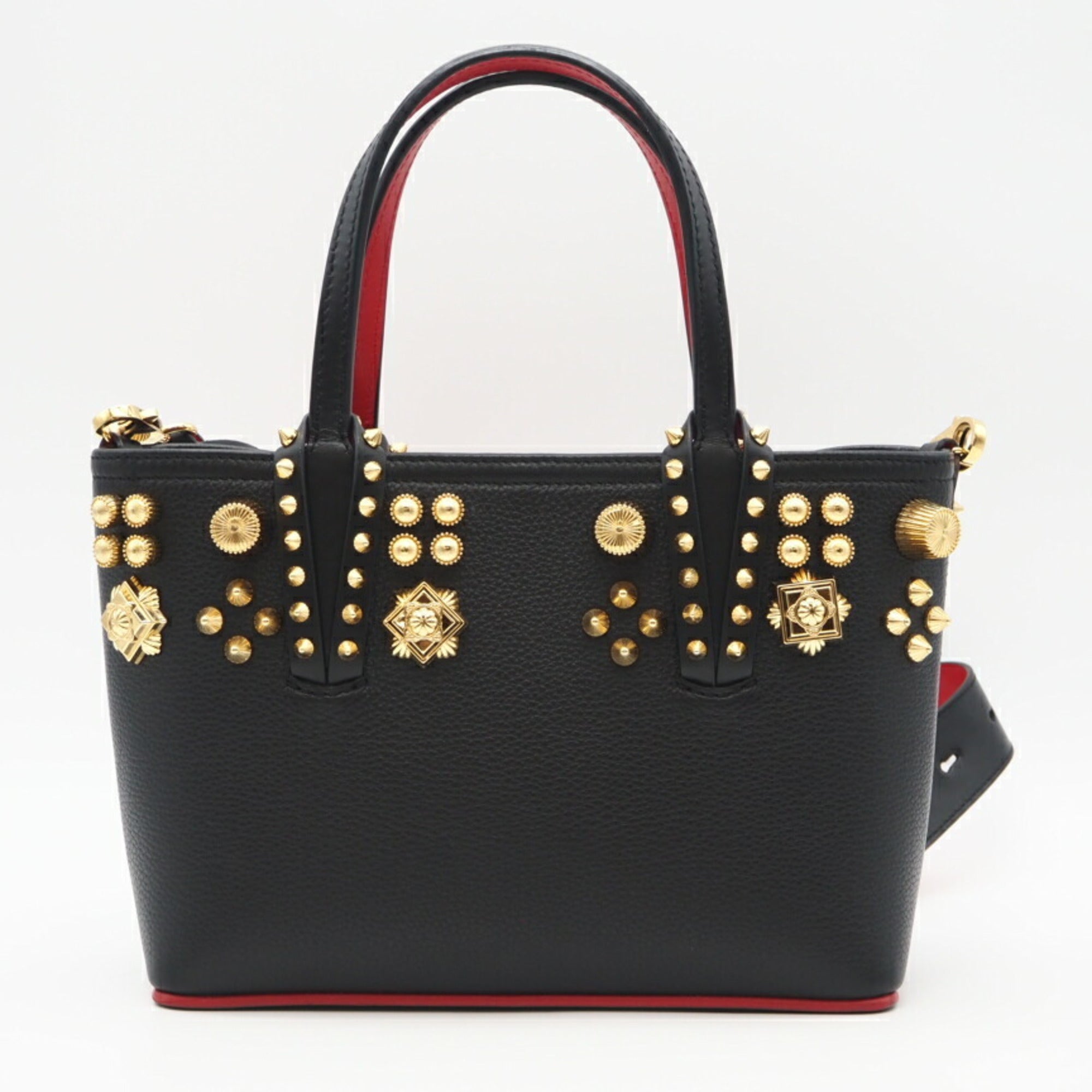 Christian Louboutin Black Red Color Leather Shoulder Bag (Pre-Owned)