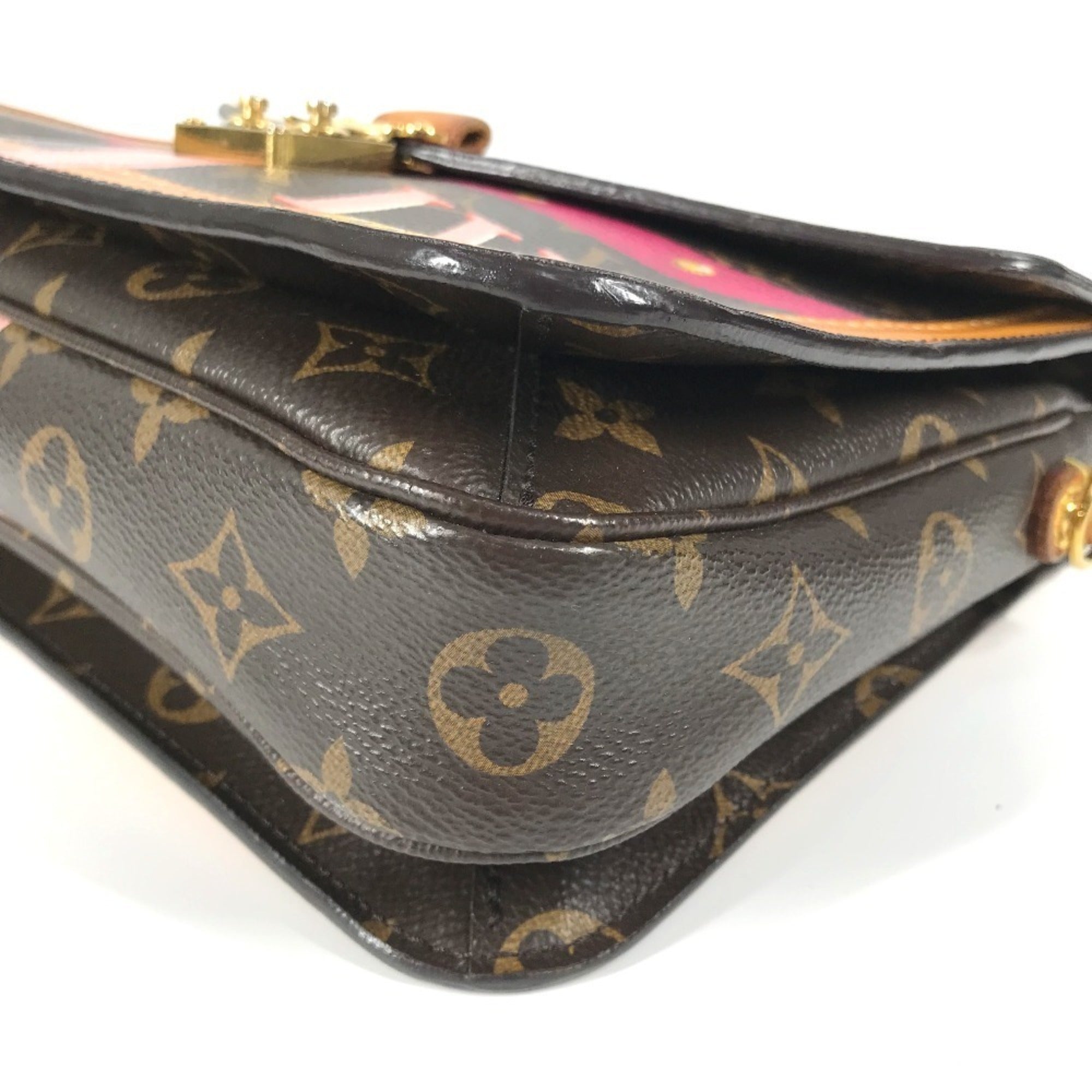 Louis Vuitton Brown Pink Monogram Canvas Handbag Pochette Shoulder Bag (Pre-Owned)
