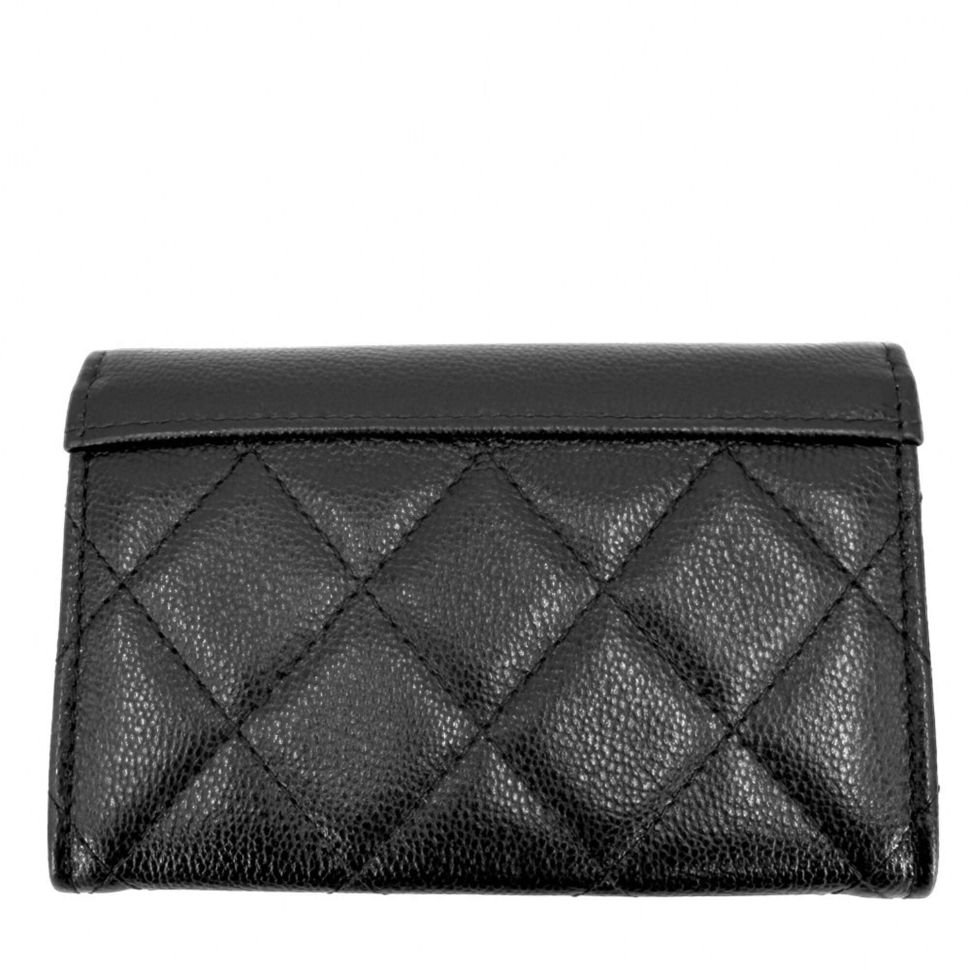 Chanel Matelasse Black Grained Calfskin Coin Purse/Coin Case (Pre-Owned)
