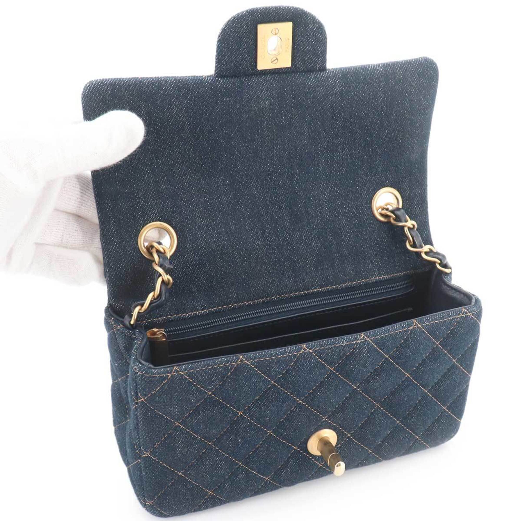 Chanel Dark Blue Denim Handbag Shoulder Bag (Pre-Owned)