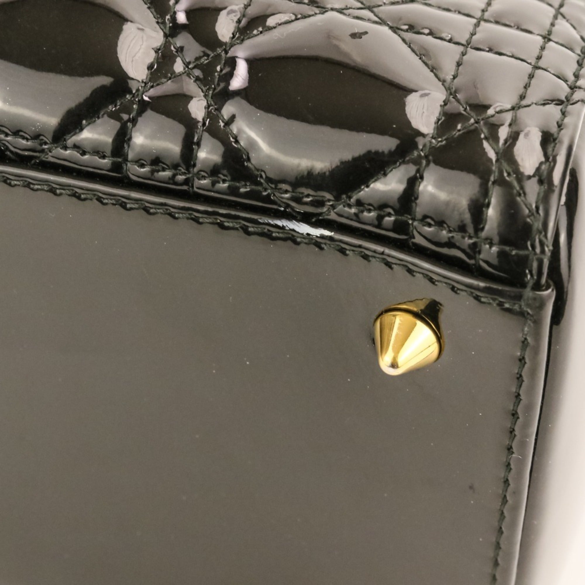 Christian Dior Lady Dior Black Patent Leather Handbag (Pre-Owned)