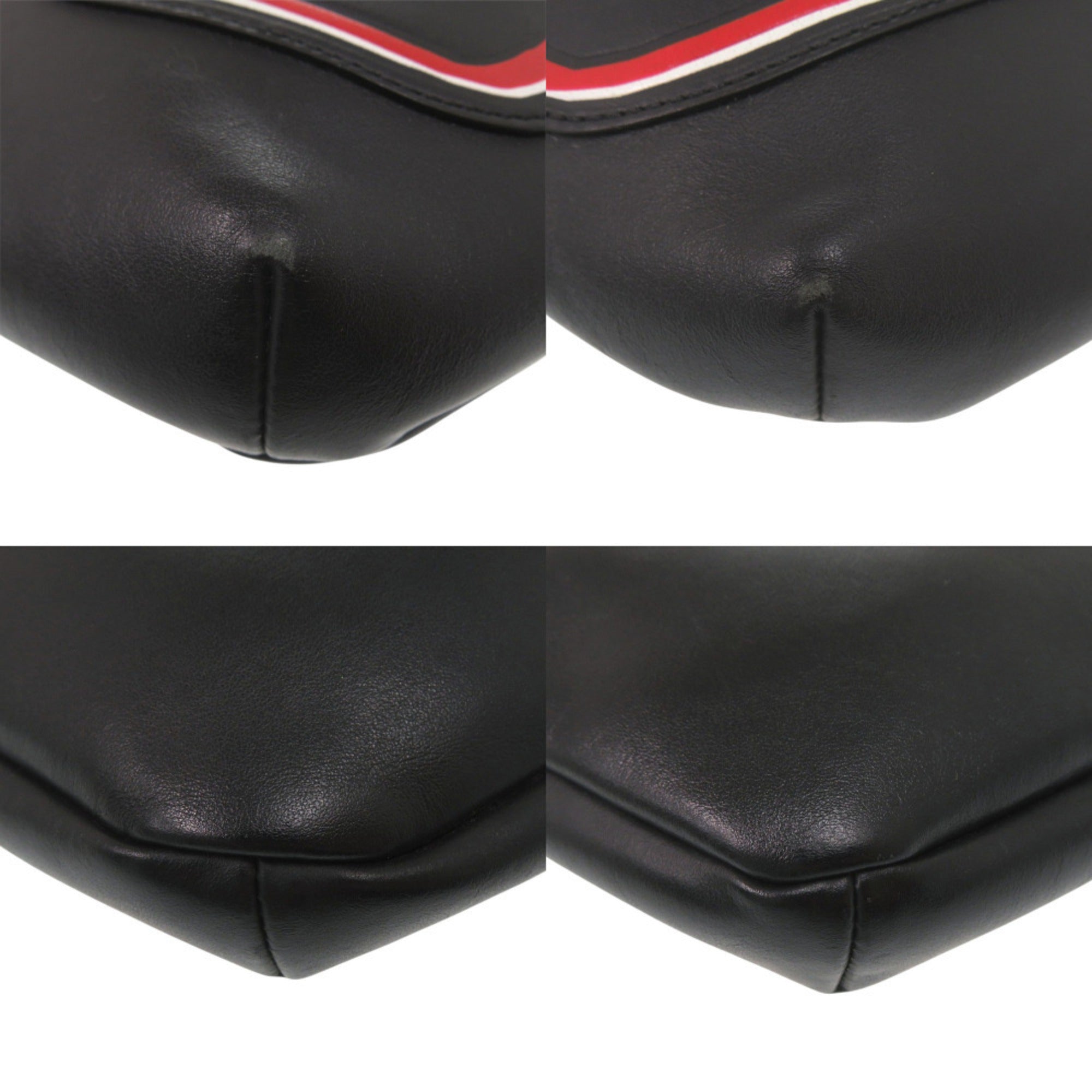 Fendi Black Red Color Leather Fanny Pack Sling Bag (Pre-Owned)