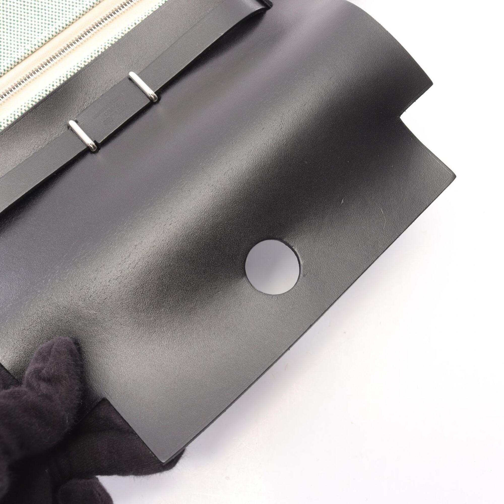 Hermes Black Green Canvas Toile H Handbag Shoulder Bag (Pre-Owned)