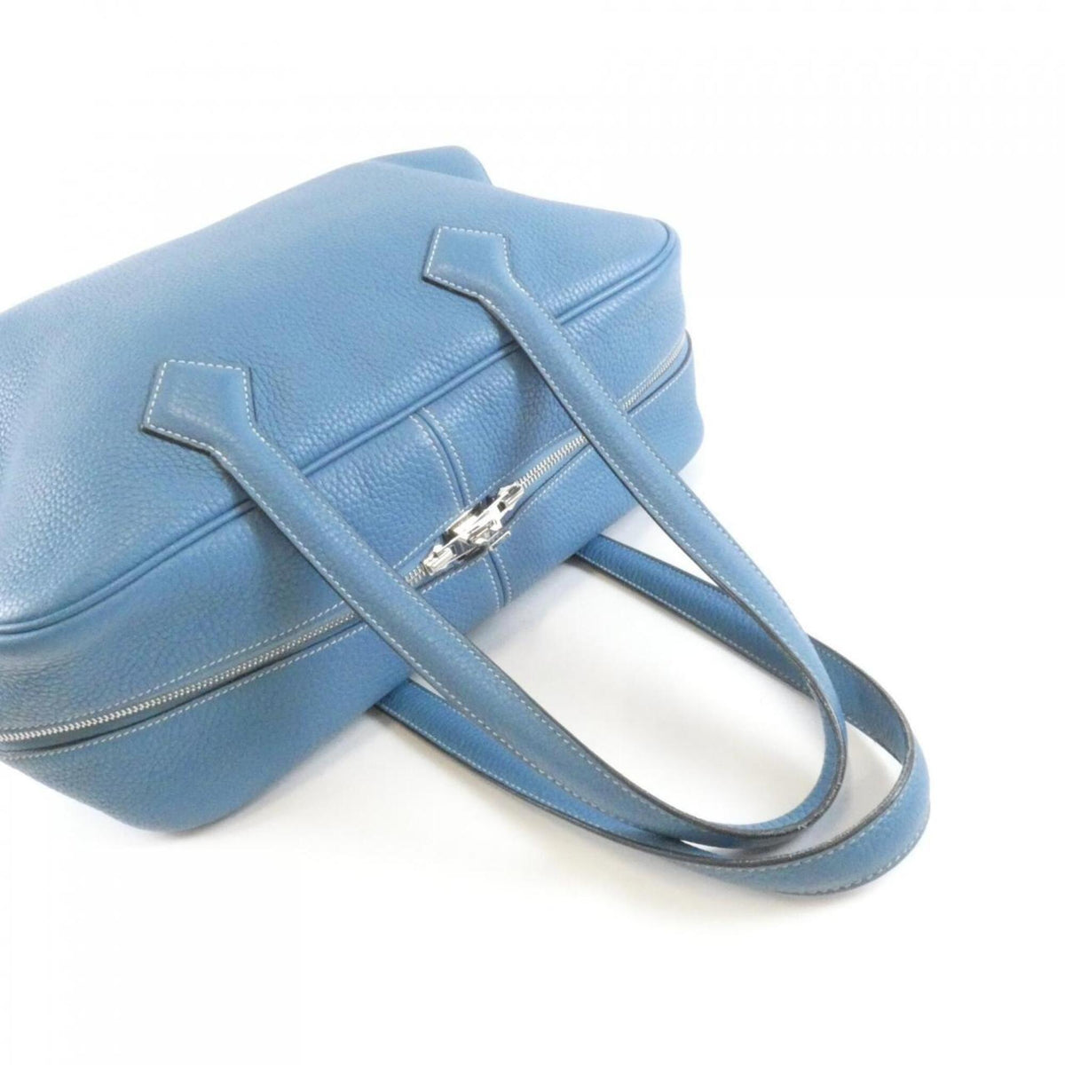 Hermes Blue Jean Taurillon Clemence Leather Boston Bag (Pre-Owned)