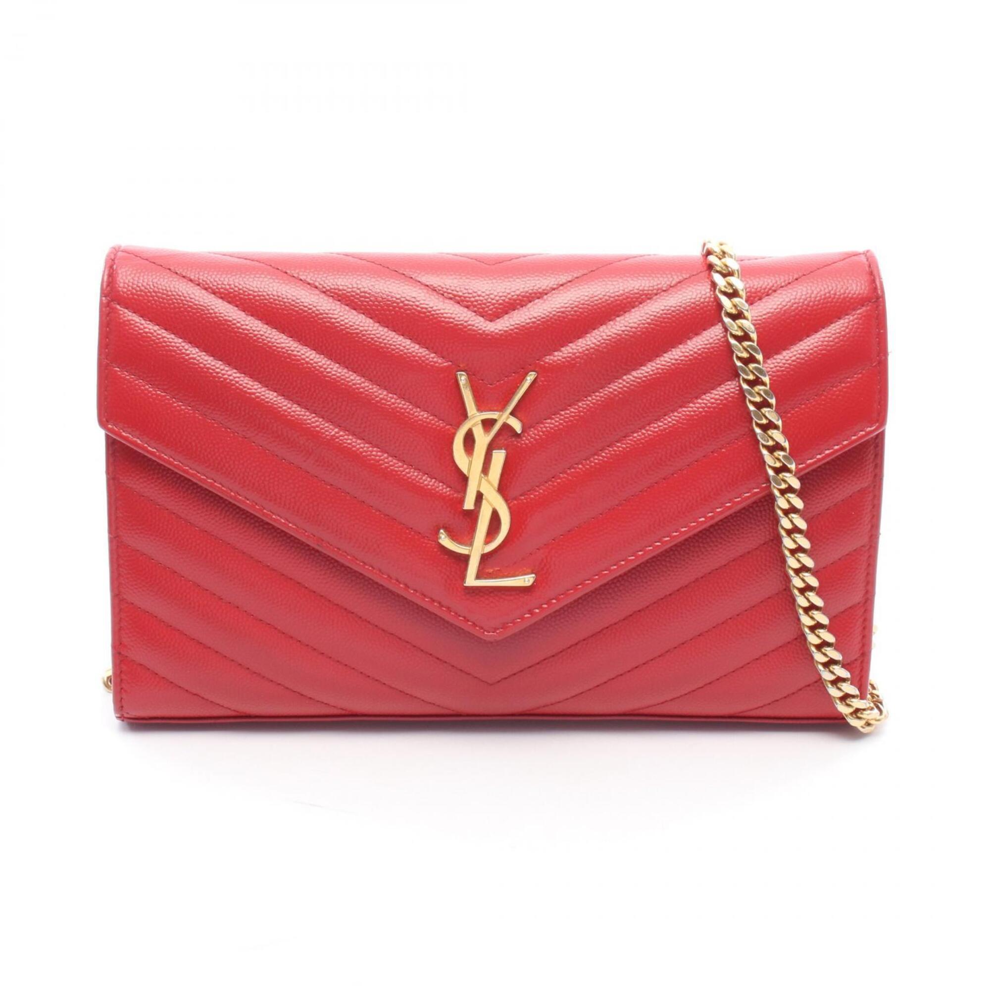 Saint Laurent Red Color Leather Handbag Shoulder Bag (Pre-Owned)