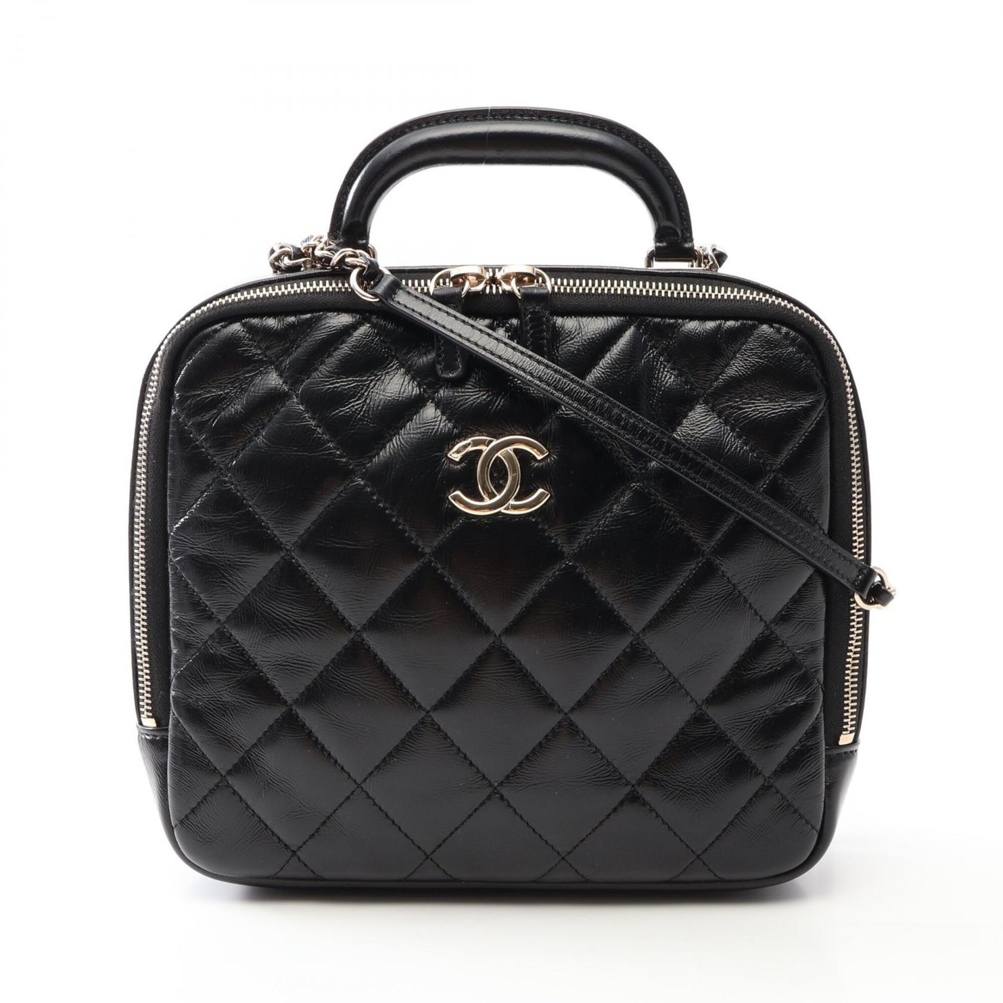 Chanel Black Leather Handbag Shoulder Bag (Pre-Owned)