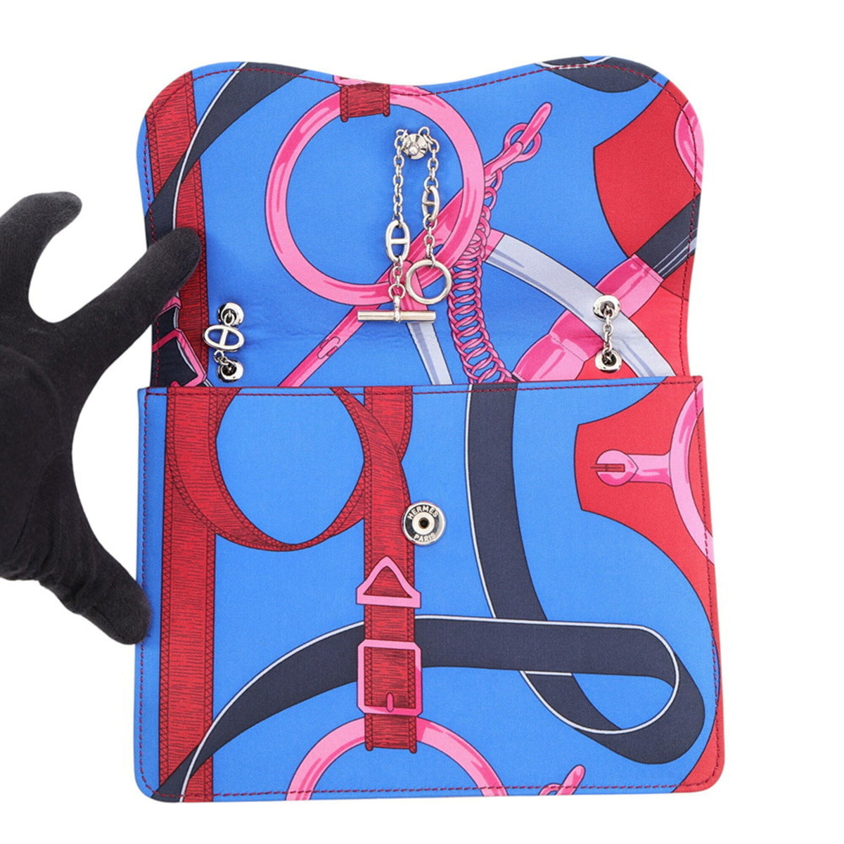 Hermes Kara Blue Multi-Color Silk Handbag Shoulder Bag (Pre-Owned)