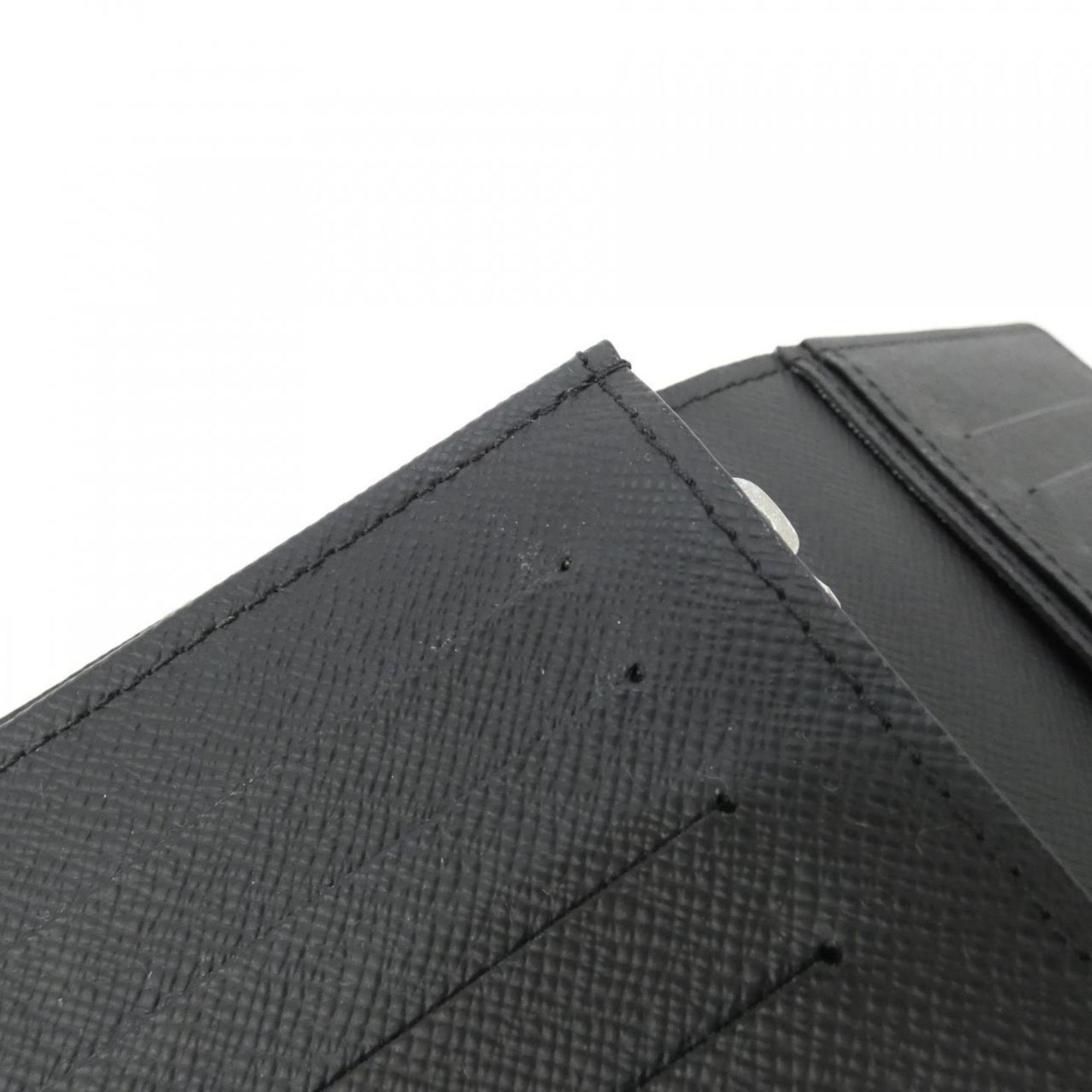 Louis Vuitton Black Leather Long Wallet (Bi-Fold) (Pre-Owned)