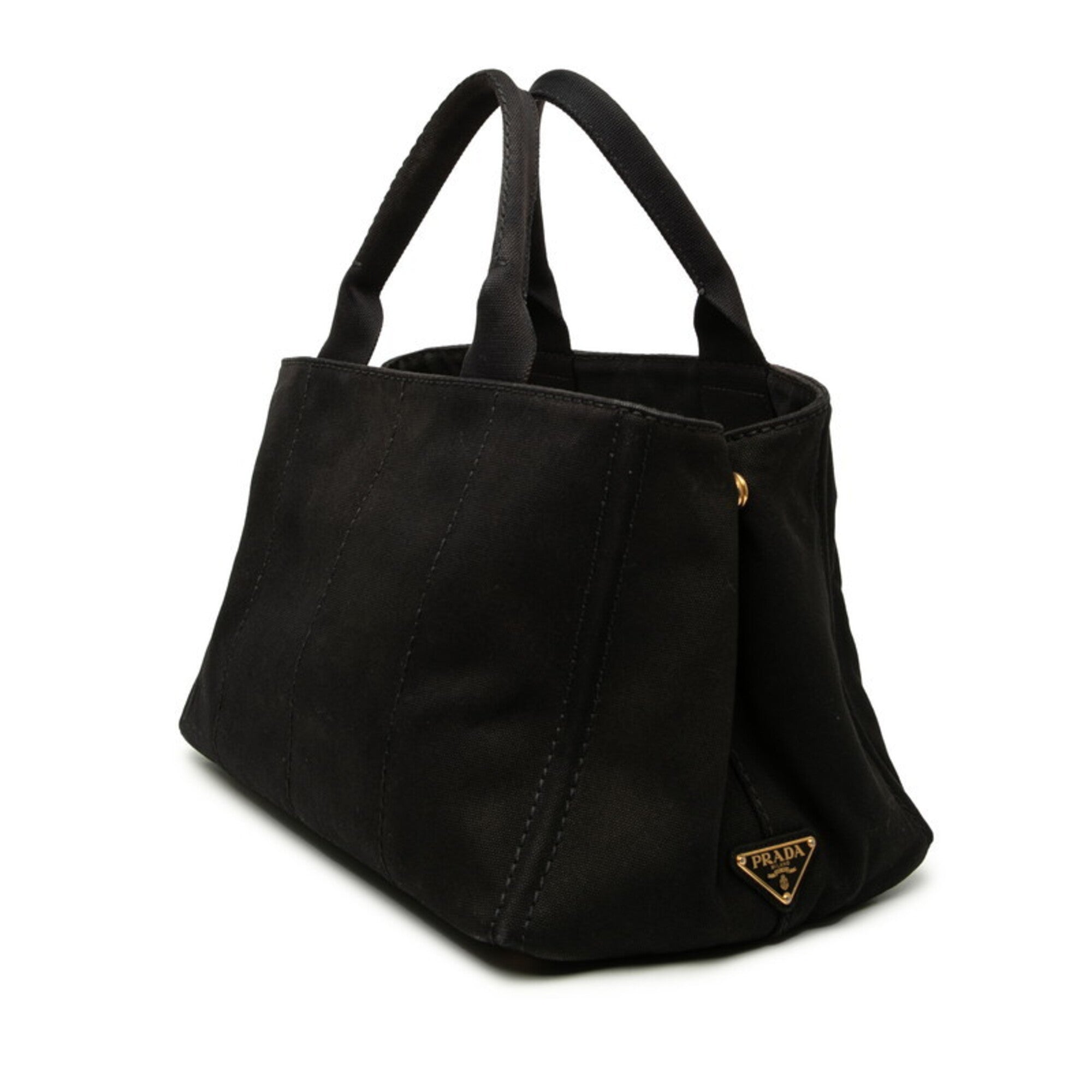 Prada Canapa Black Canvas Handbag Shoulder Bag (Pre-Owned)