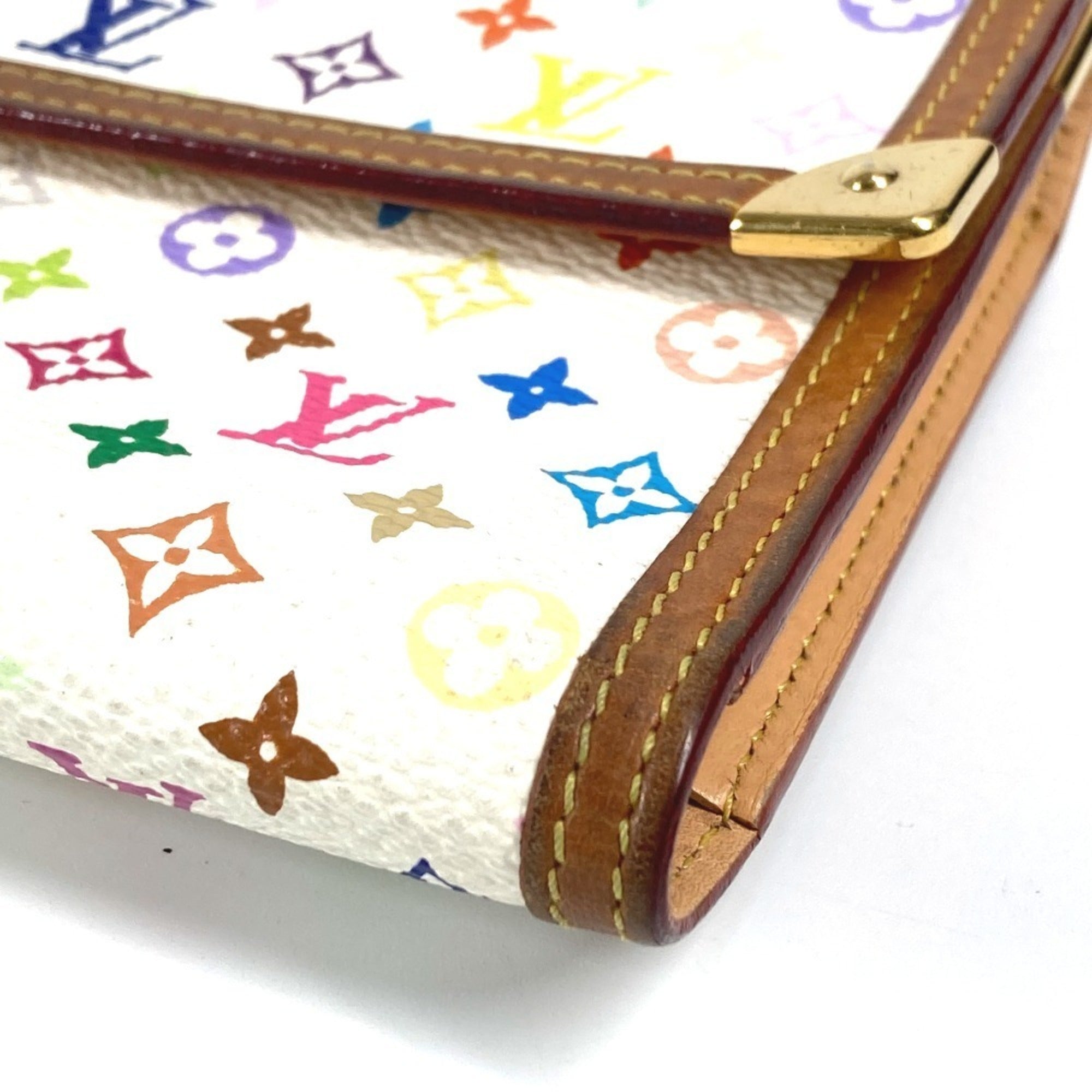Louis Vuitton Blanc White Monogram Multicolore Wallet (Tri-Fold) (Pre-Owned)