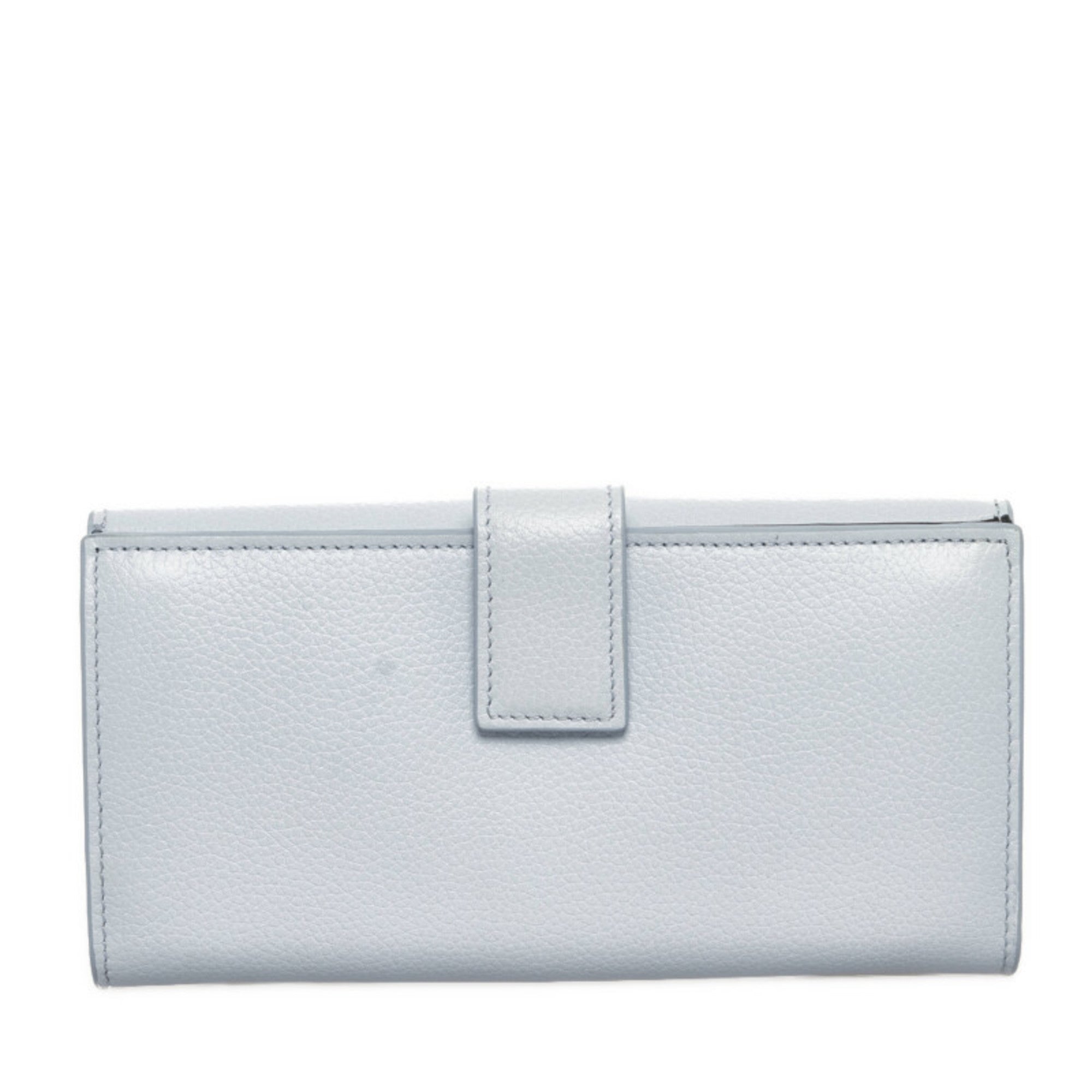 Alexander Mcqueen Light Blue Leather Long Wallet (Tri-Fold) (Pre-Owned)