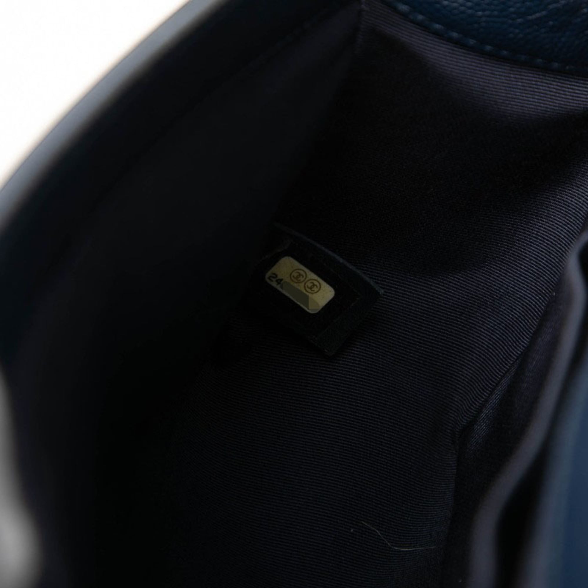 Chanel Navy Grained Calfskin Shoulder Bag (Pre-Owned)