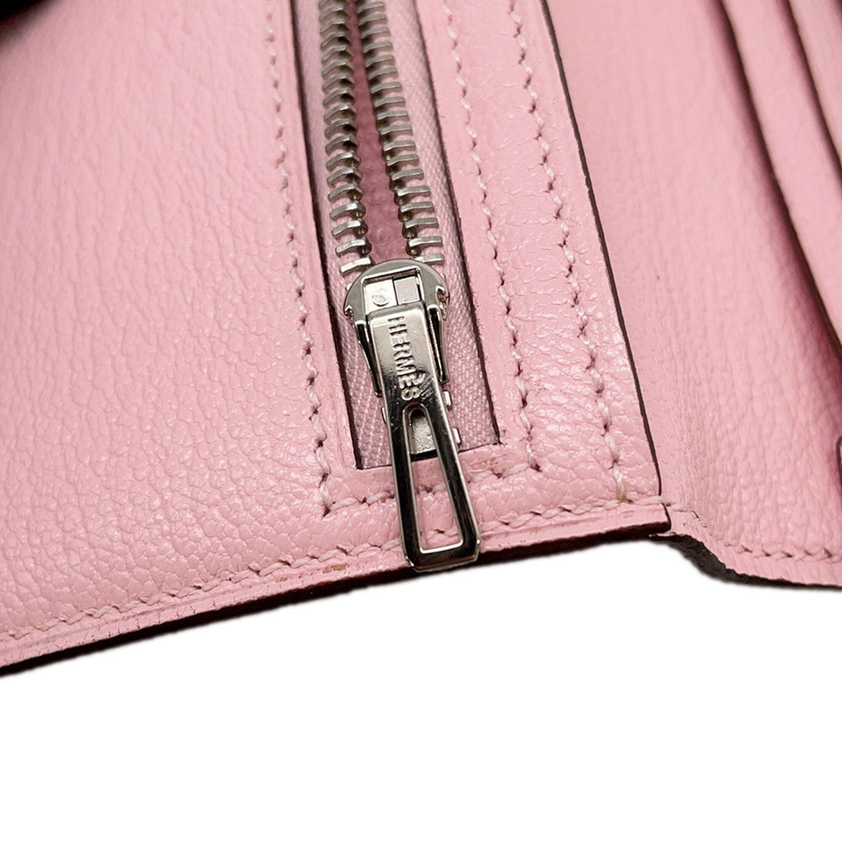 Hermes Rose Sakura Chevre Myzore Leather Long Wallet (Bi-Fold) (Pre-Owned)