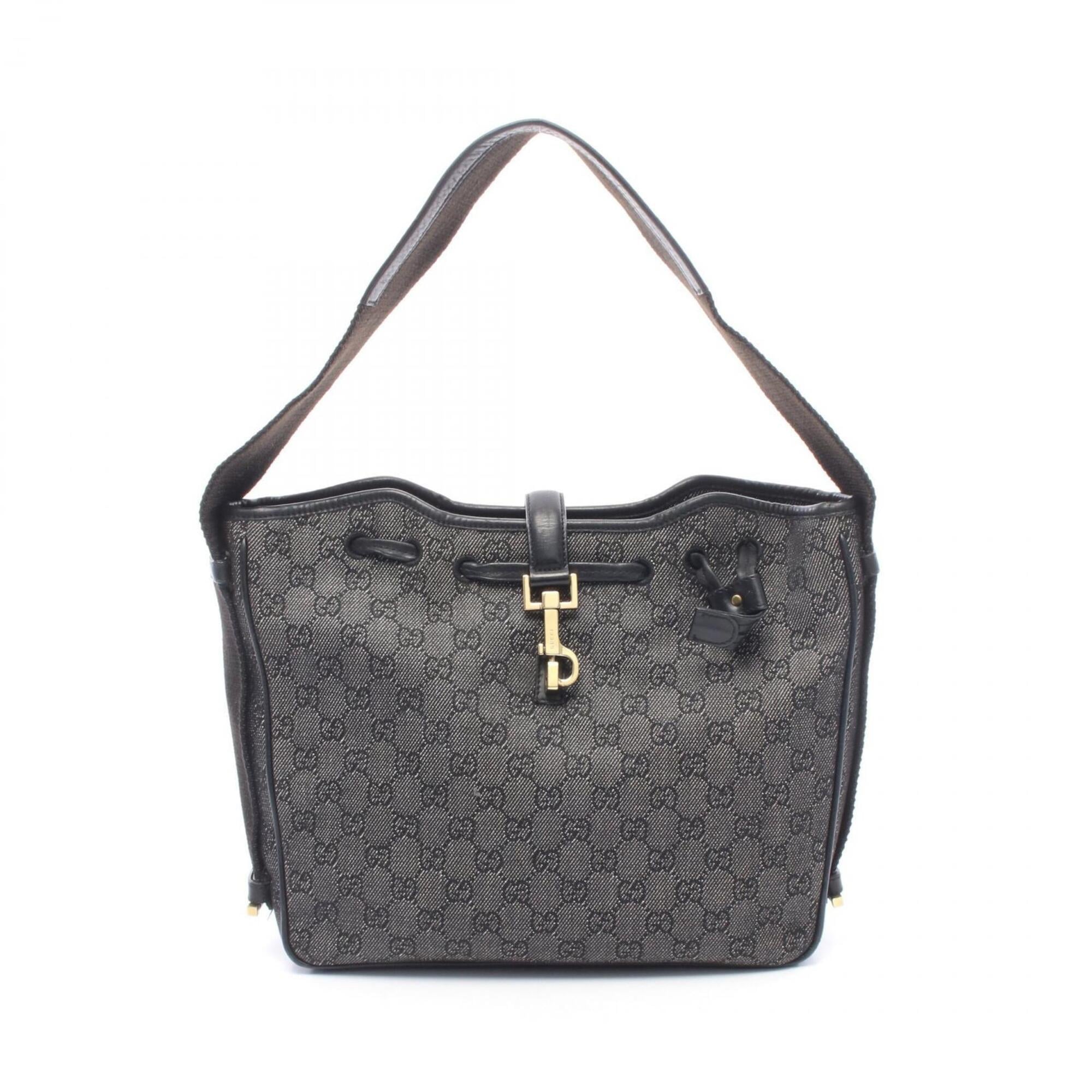 Gucci Black Denim Leather Shoulder Bag (Pre-Owned)