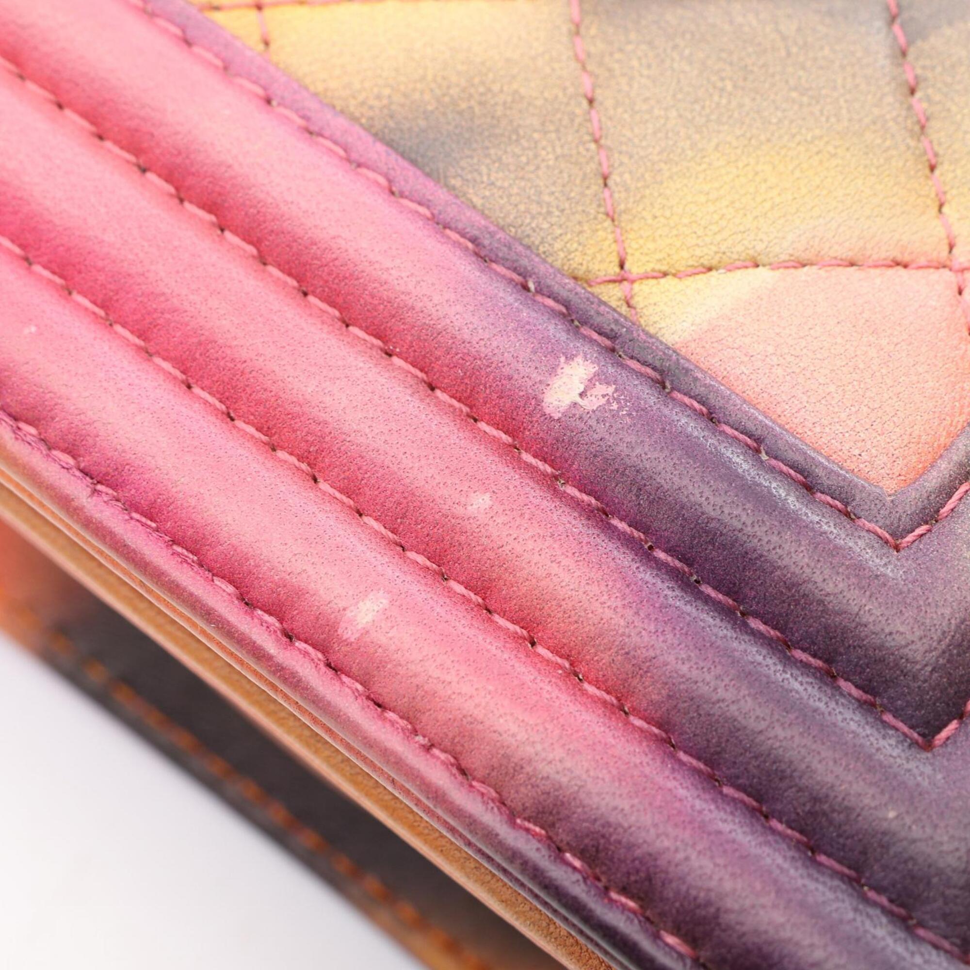 Chanel Multi-Color Pink Leather Handbag Shoulder Bag (Pre-Owned)
