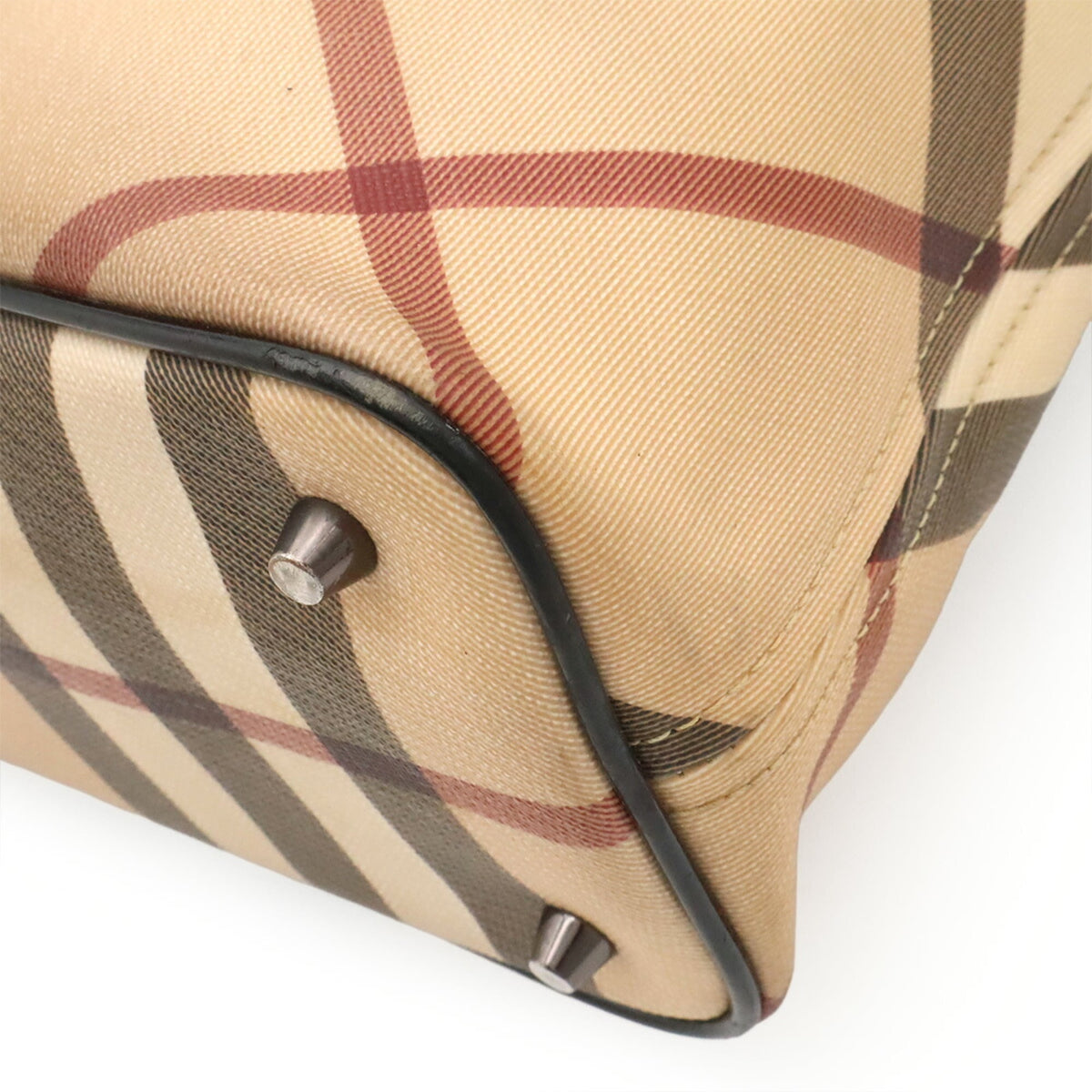 Burberry Beige Black Bordeaux Coated Canvas Shoulder Bag Tote Bag (Pre-Owned)