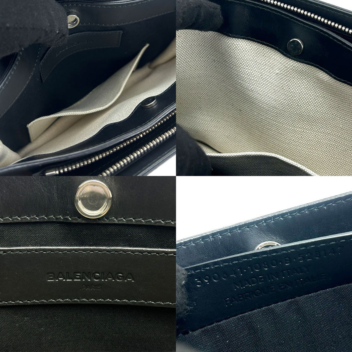 Balenciaga Black Ivory Canvas Leather Pochette Shoulder Bag (Pre-Owned)