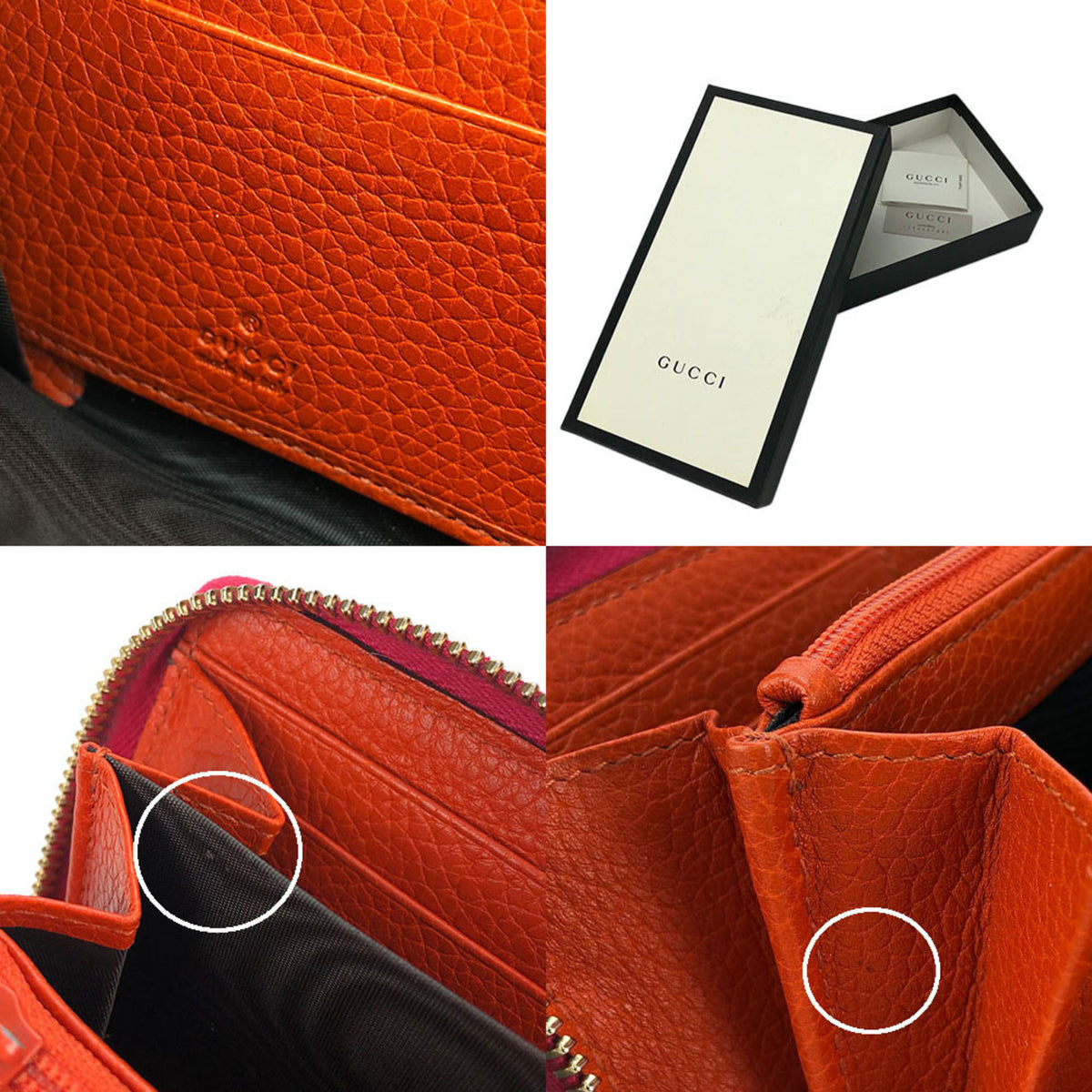 Gucci Bamboo Orange Pink Leather Long Wallet (Bi-Fold) (Pre-Owned)