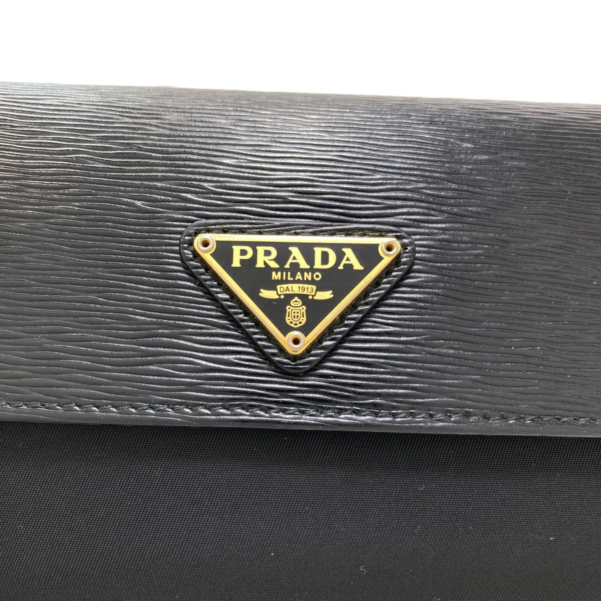 Prada Black Nylon Leather Long Wallet (Bi-Fold) (Pre-Owned)