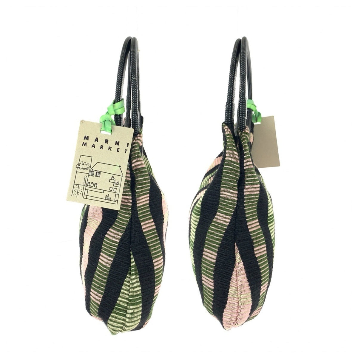 Marni Black Green Pink Cotton Plastic Handbag (Pre-Owned)