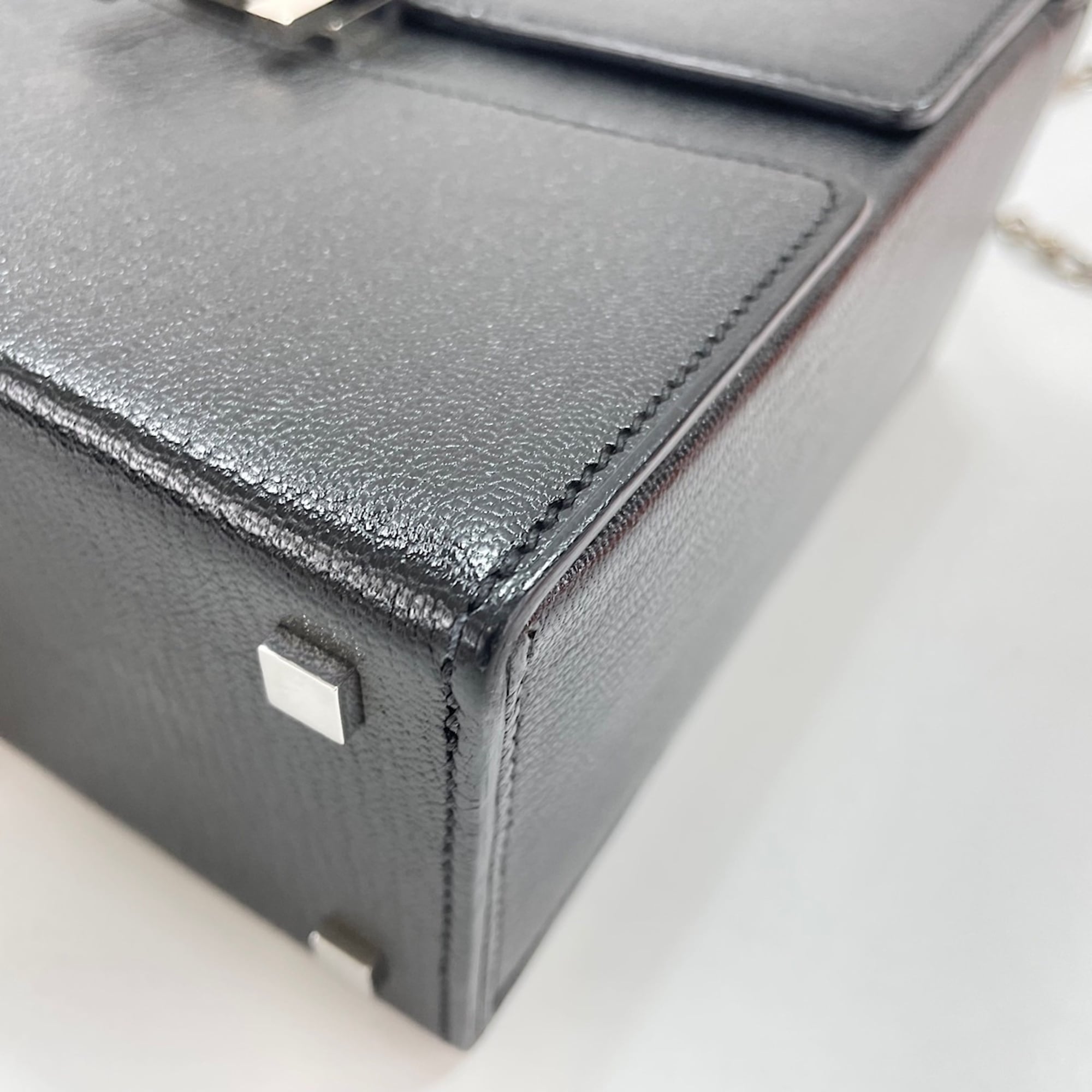 Hermes Black Chevre Leather Shoulder Bag (Pre-Owned)