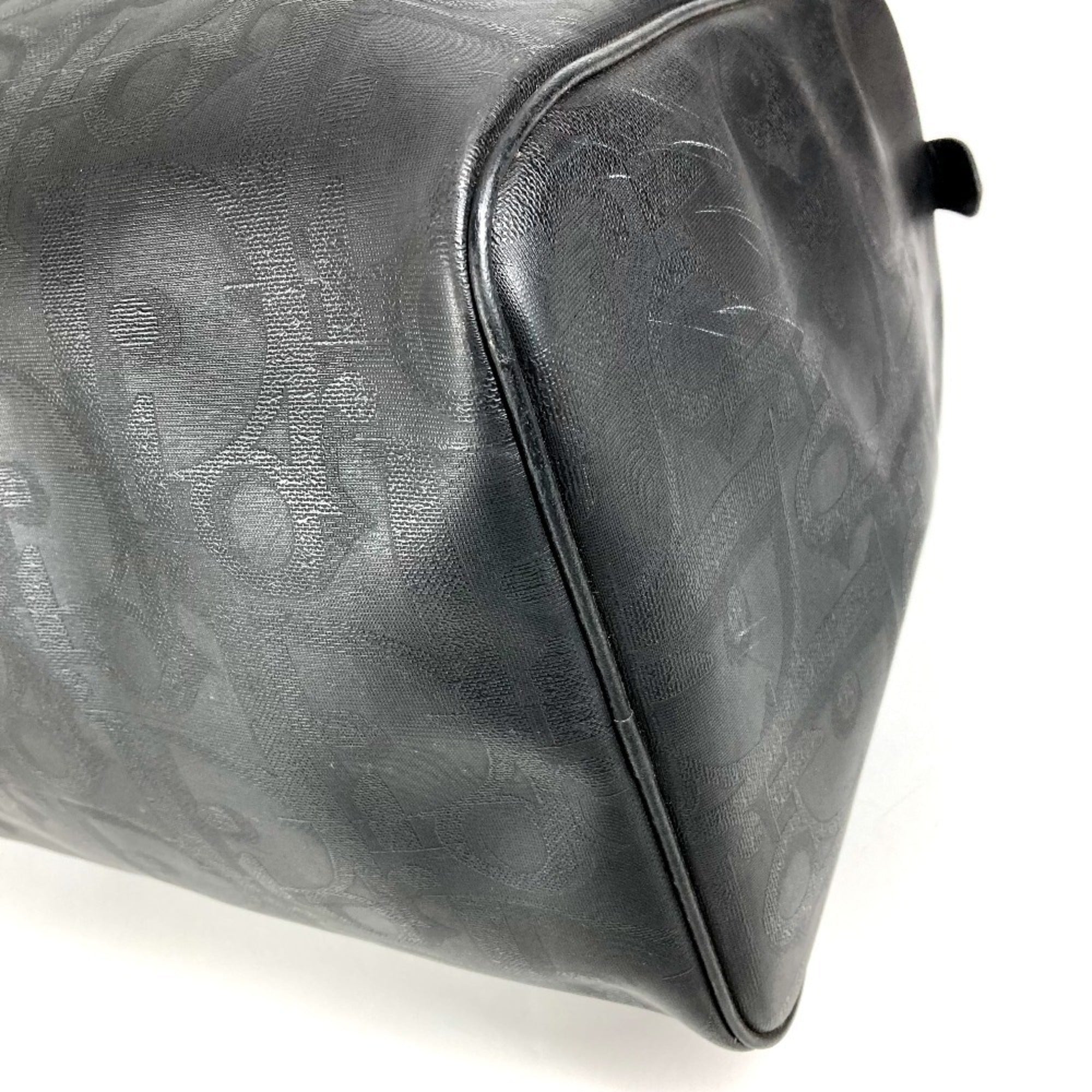 Christian Dior Black Pvc Leather Boston Bag Handbag (Pre-Owned)