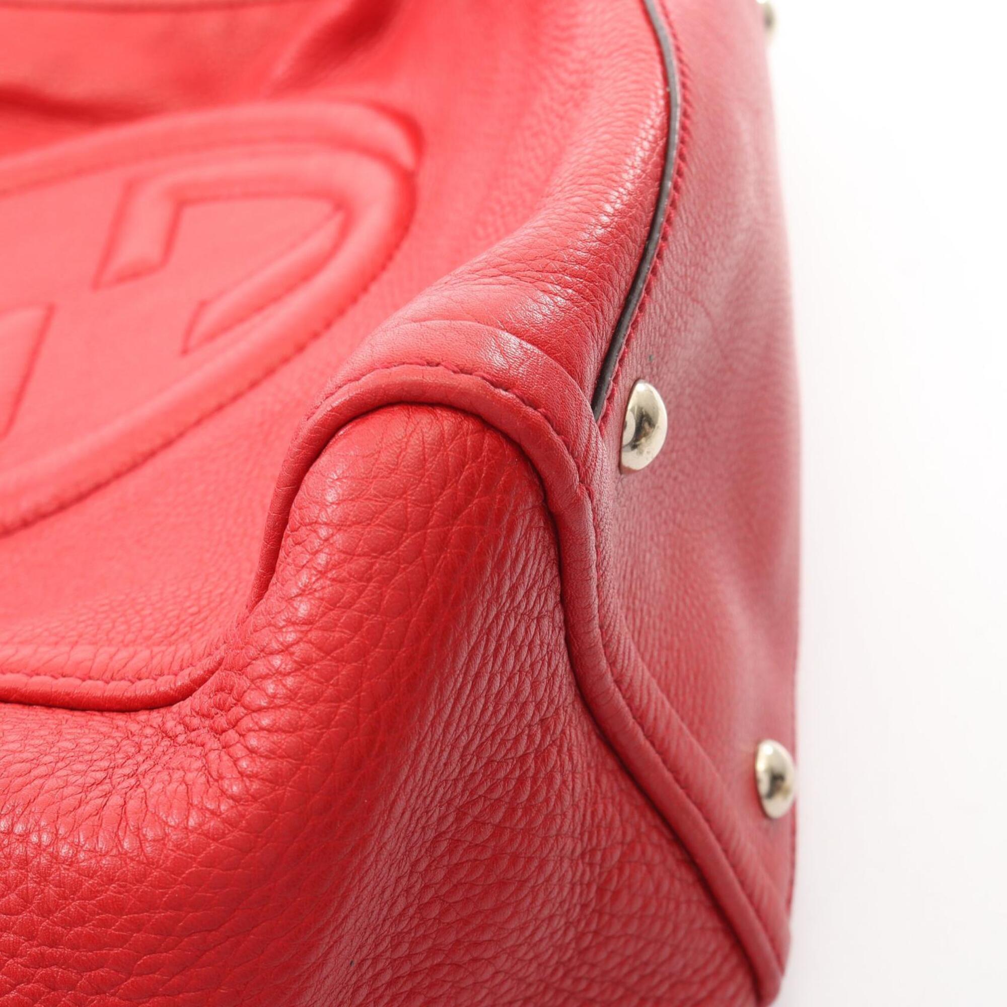 Gucci Red Color Leather Handbag Tote Bag (Pre-Owned)