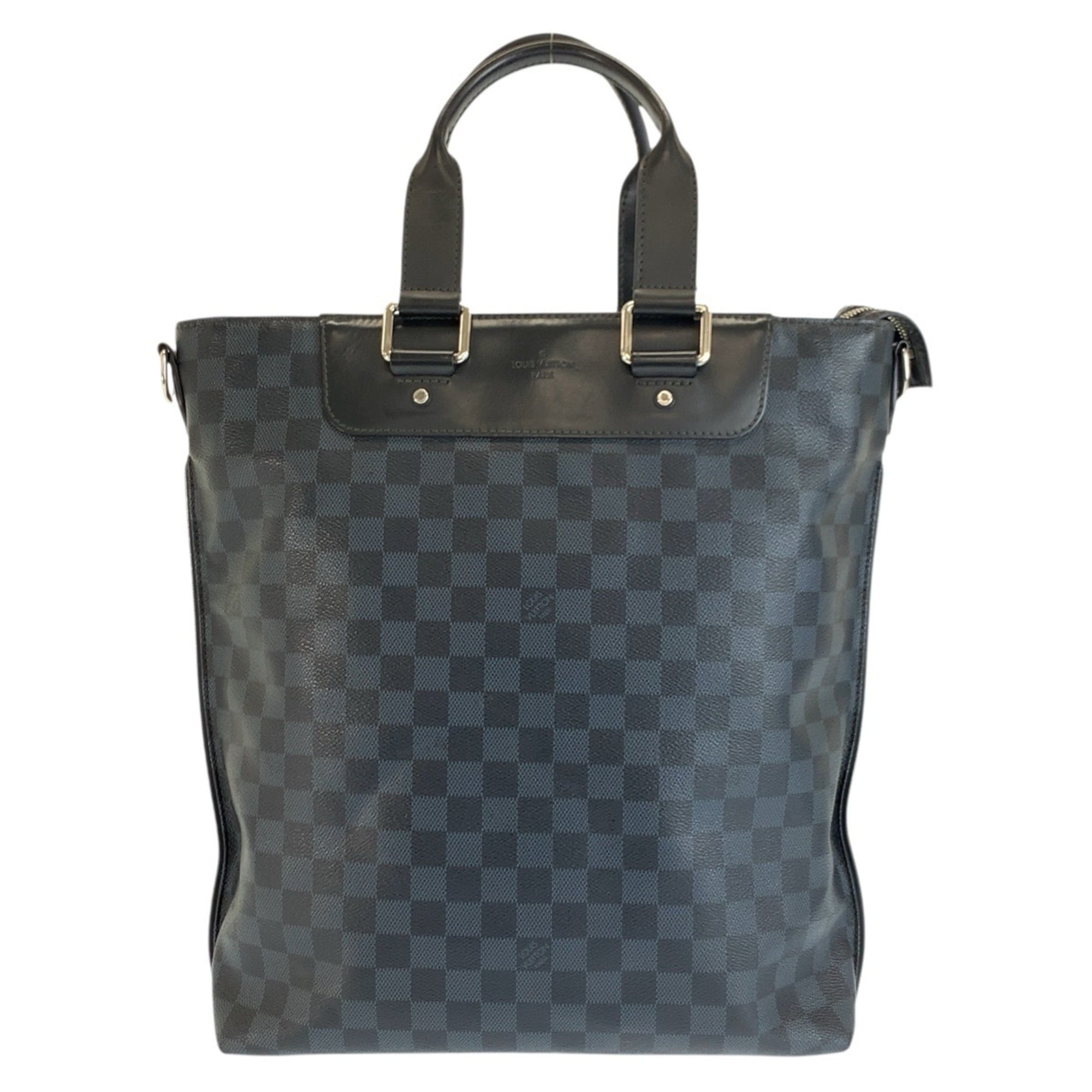 Louis Vuitton Navy Leather Pvc Tote Bag (Pre-Owned)