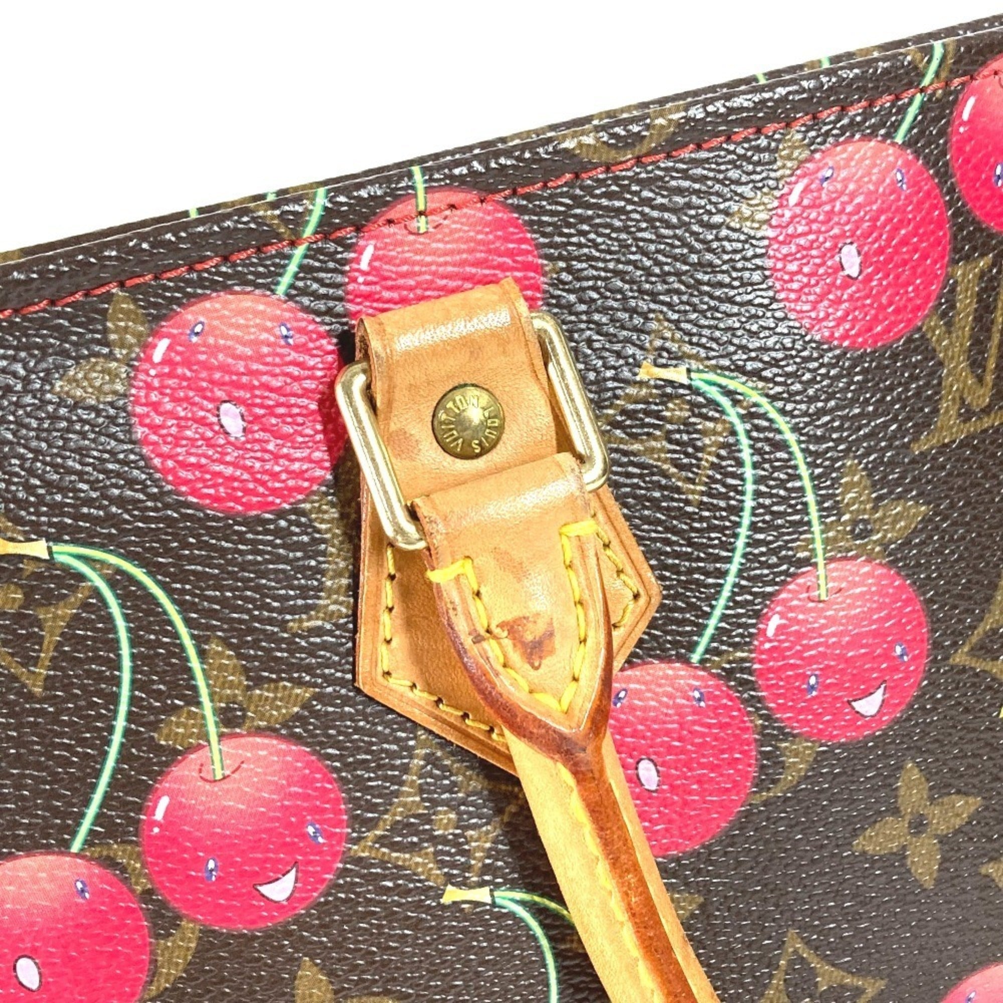 Louis Vuitton Brown Monogram Cherry Red Color Monogram Leather Shoulder Bag Tote Bag (Pre-Owned)
