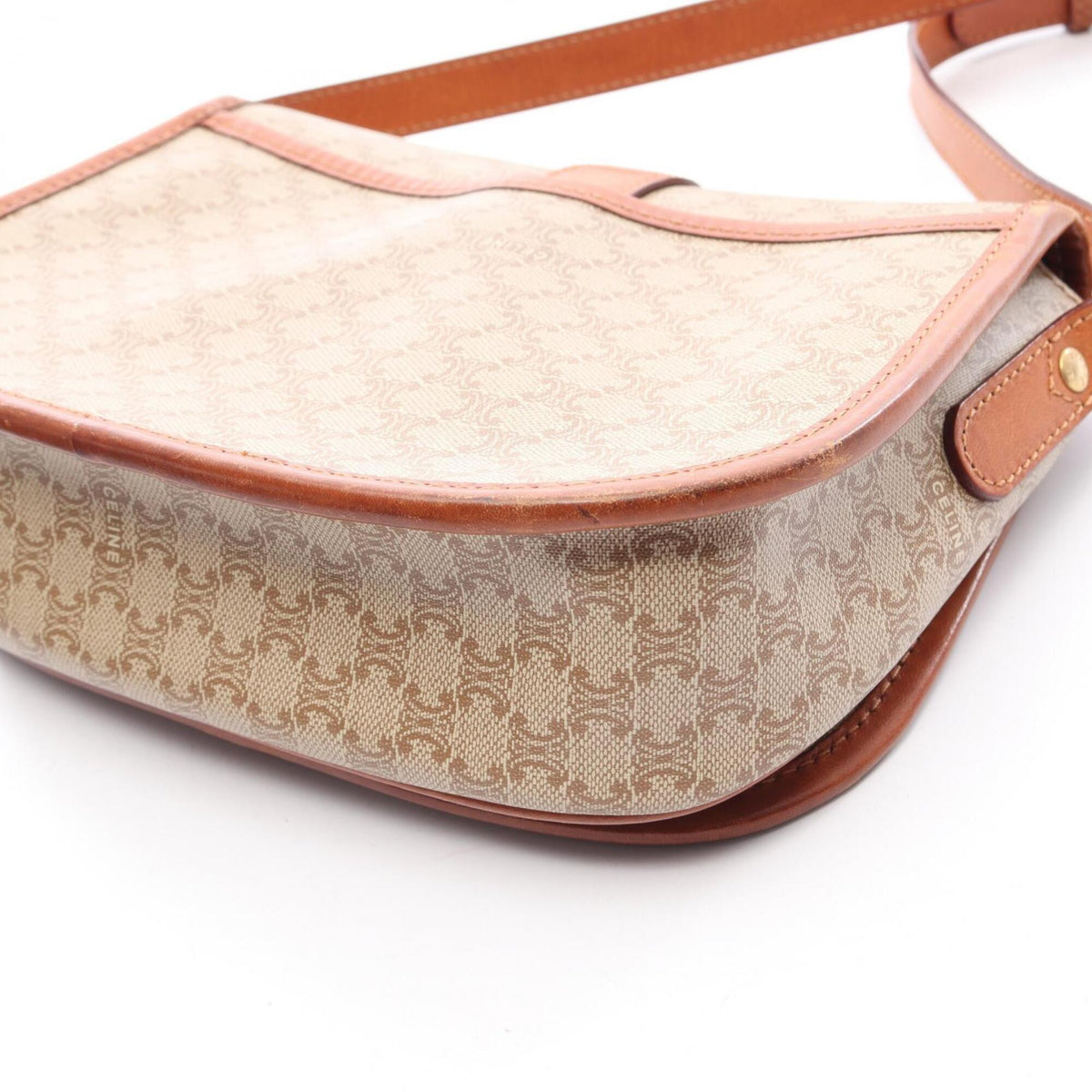 Celine Beige Brown Coated Canvas Leather Handbag Shoulder Bag (Pre-Owned)