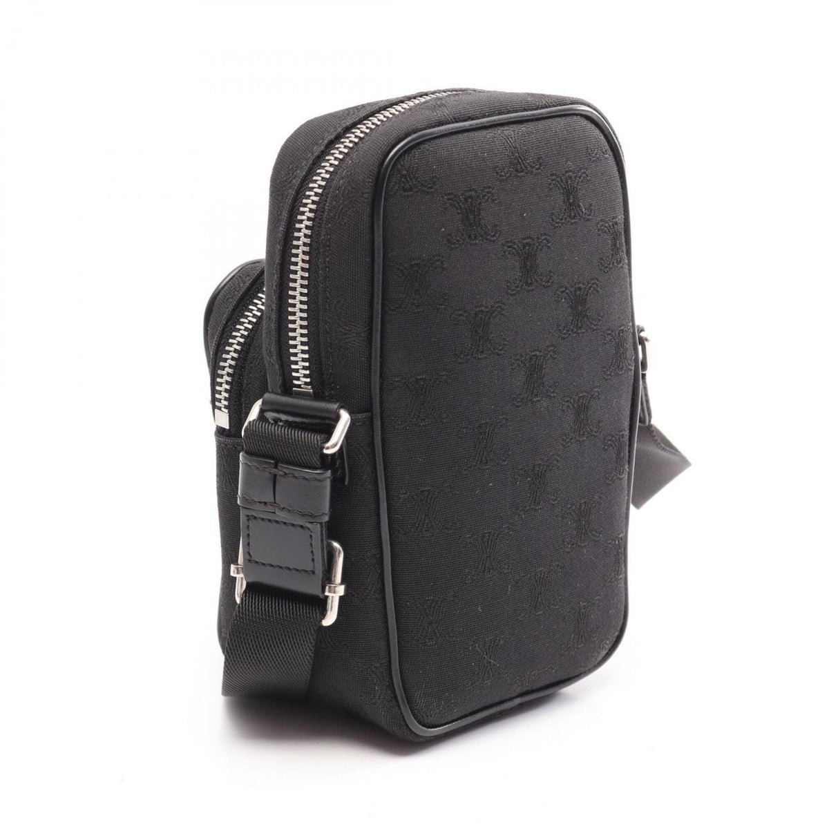 Celine Black Canvas Leather Messenger Bag Shoulder Bag (Pre-Owned)