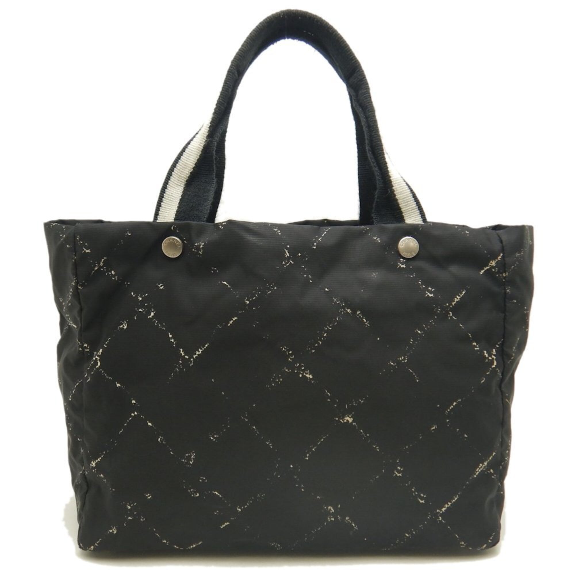 Chanel Black White Nylon Tote Bag (Pre-Owned)