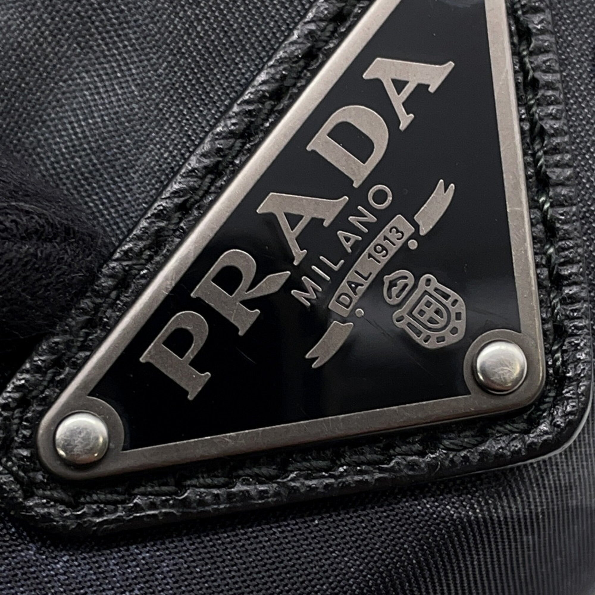 Prada Black Nylon Leather Handbag Pouch (Pre-Owned)