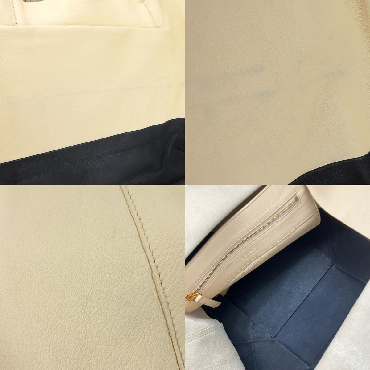 Celine Beige Black Leather Tote Bag (Pre-Owned)