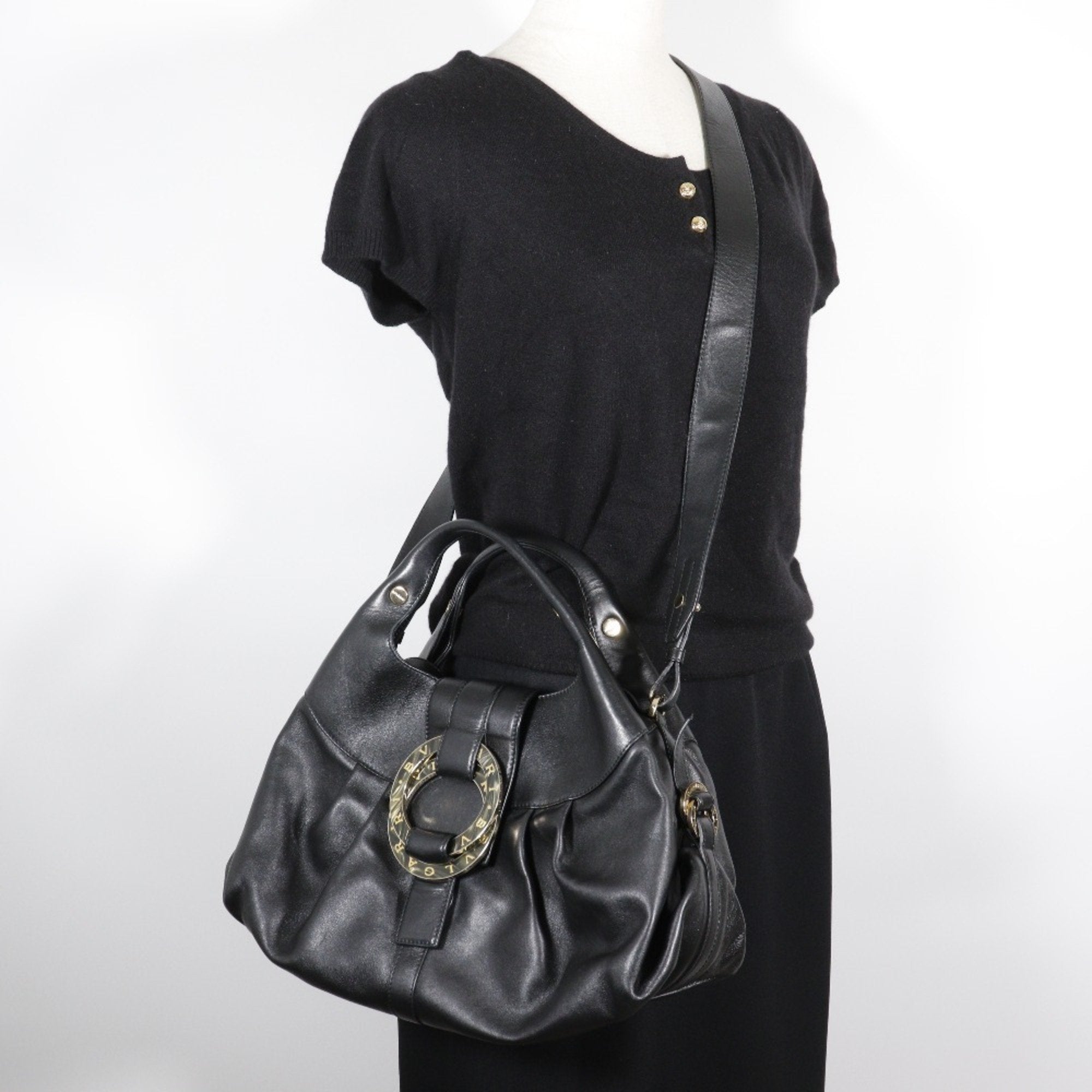 Bvlgari Chandra Black Leather Handbag (Pre-Owned)
