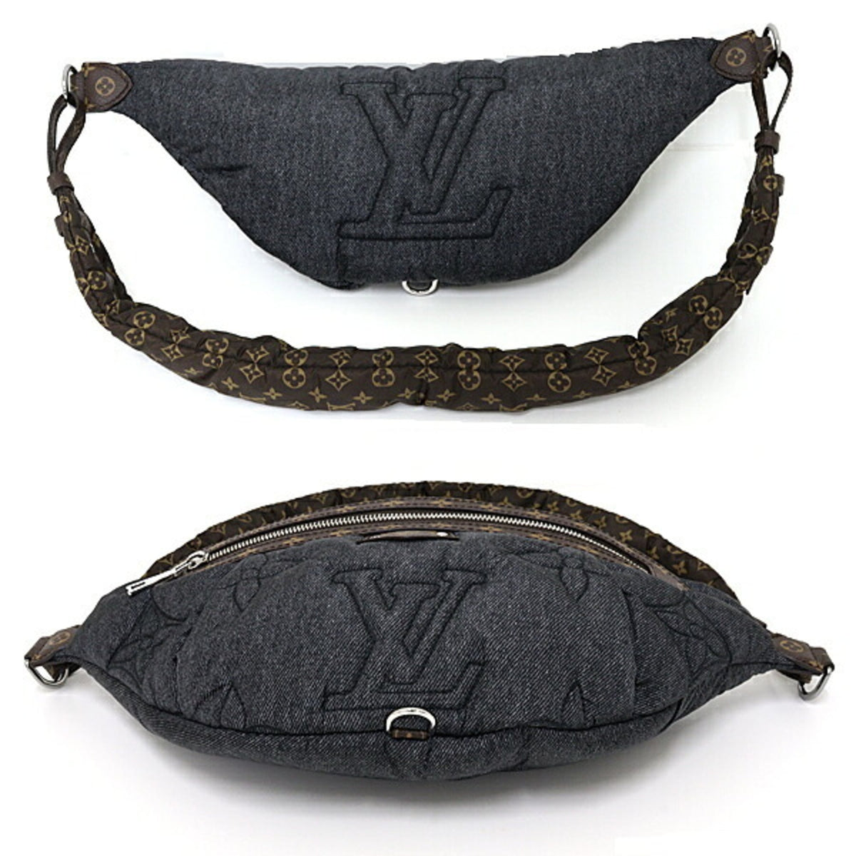 Louis Vuitton Black Brown Nylon Leather Crossbody Bag Shoulder Bag (Pre-Owned)