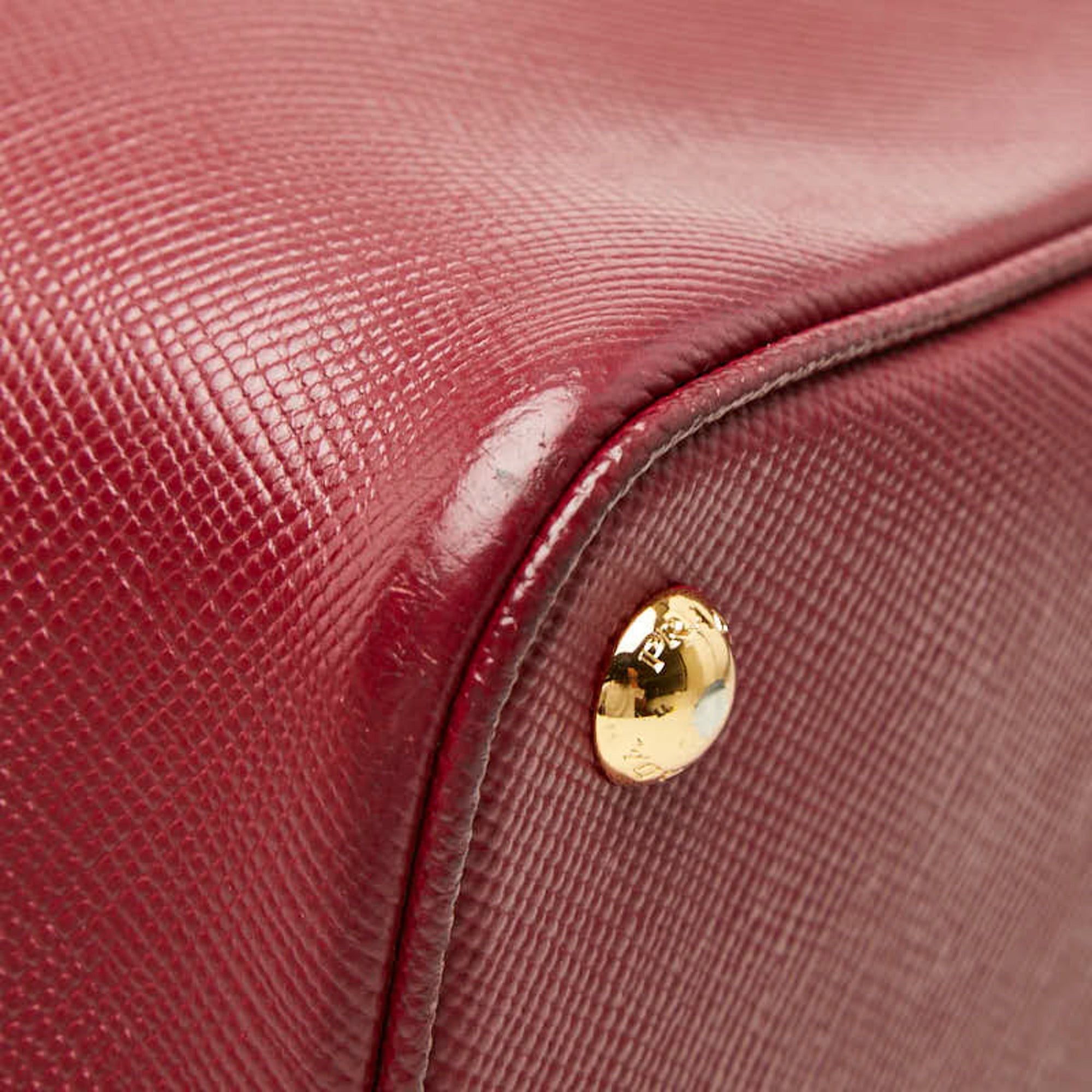 Prada Red Color Wine Leather Handbag Tote Bag (Pre-Owned)
