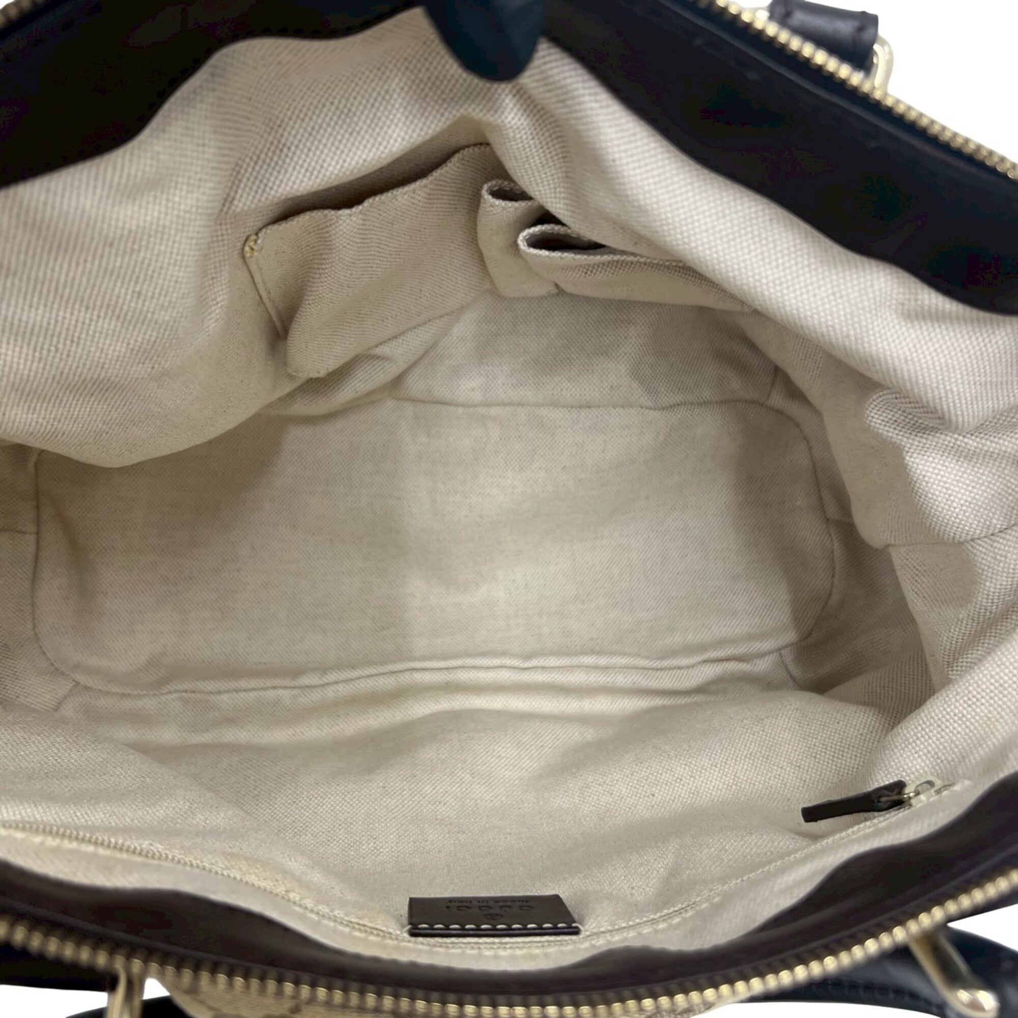 Gucci Beige Brown Canvas Leather Handbag Shoulder Bag Tote Bag (Pre-Owned)
