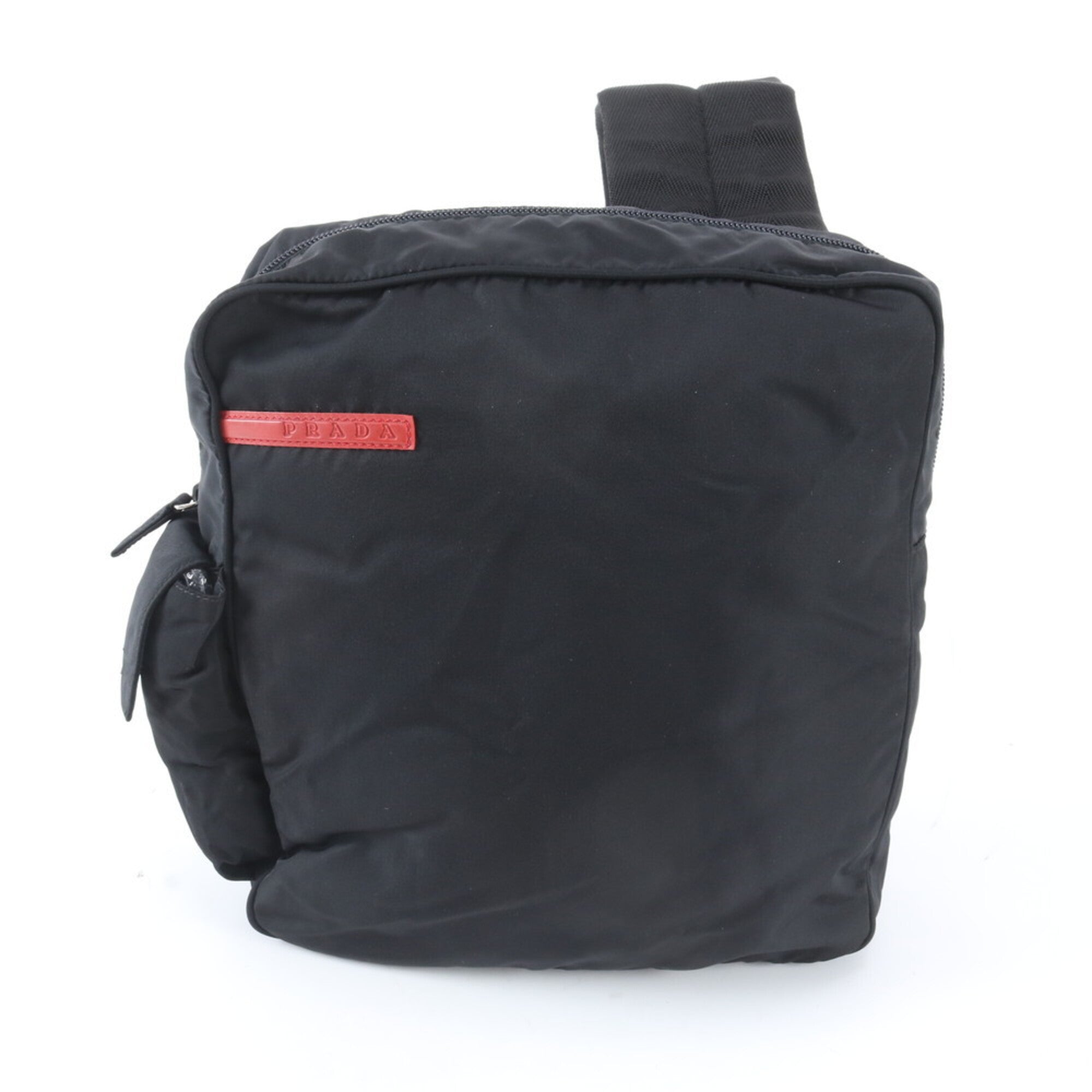 Prada Black Nylon Leather Pouch Sling Bag (Pre-Owned)