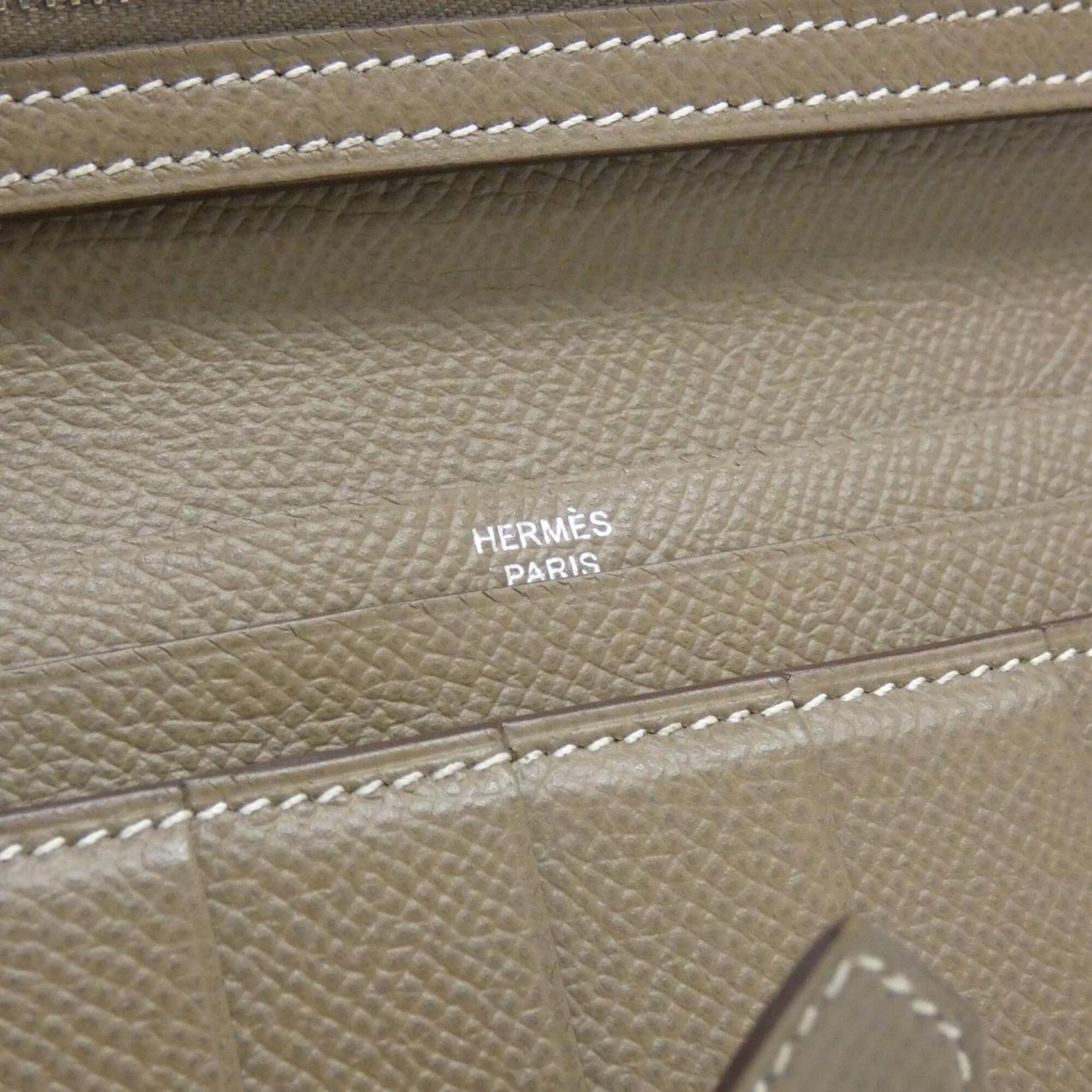 Hermes Etoupe Gray Epsom Leather Long Wallet (Bi-Fold) (Pre-Owned)