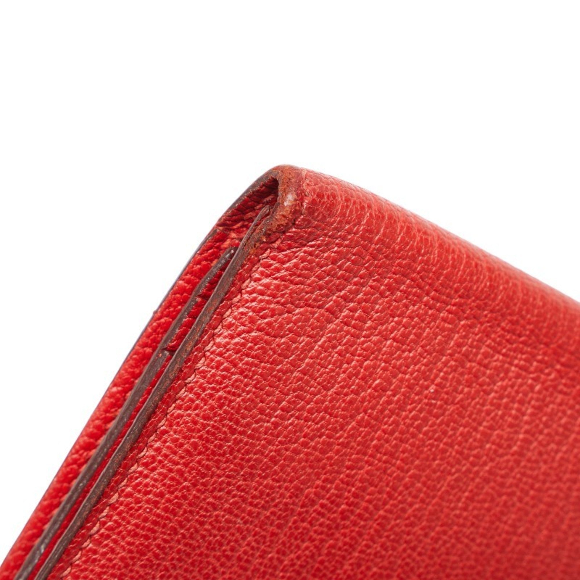 Hermes Red Color Leather Wallet (Bi-Fold) (Pre-Owned)